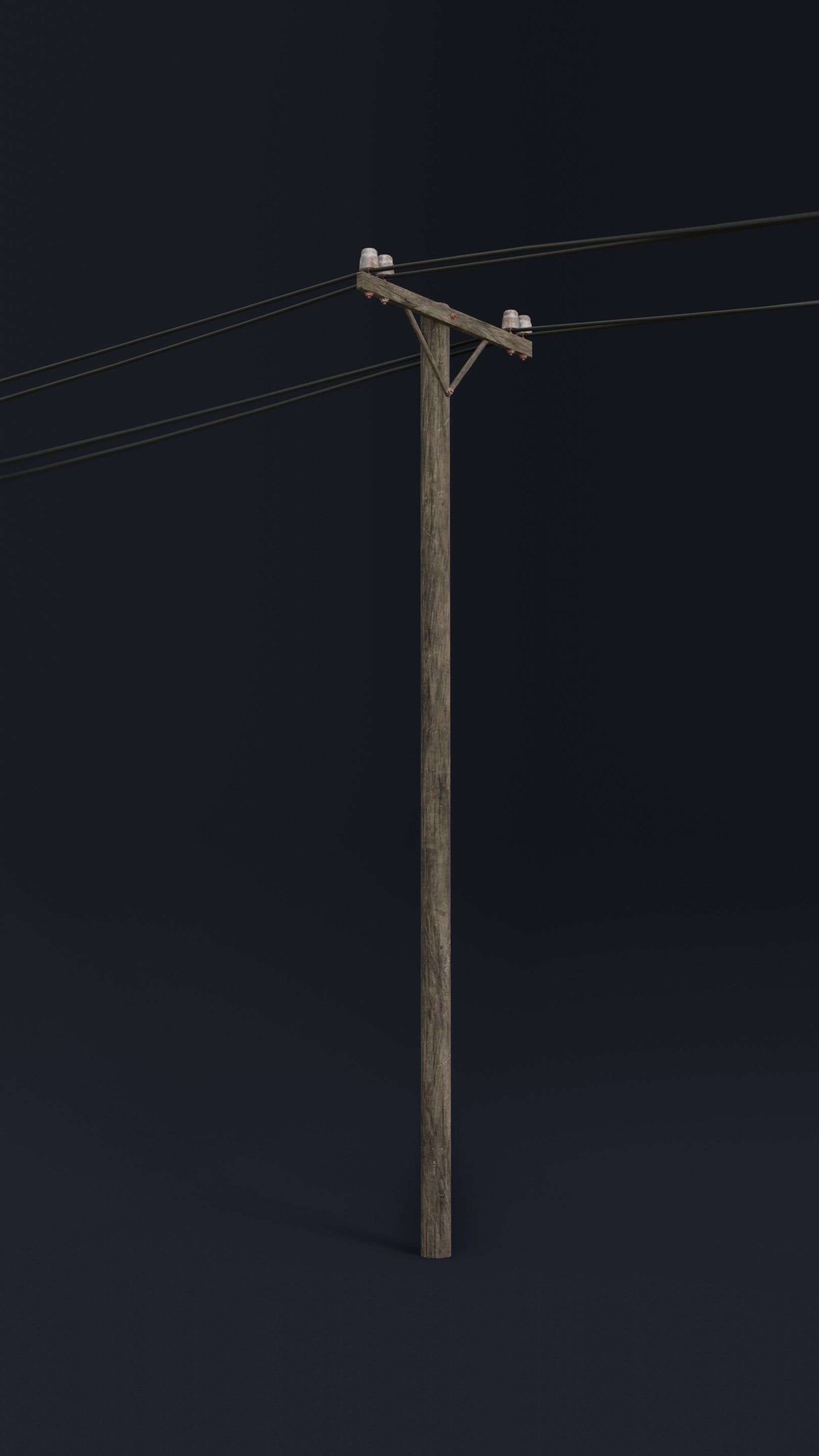 Old electric pole set PBR game ready Low-poly 3D model_7