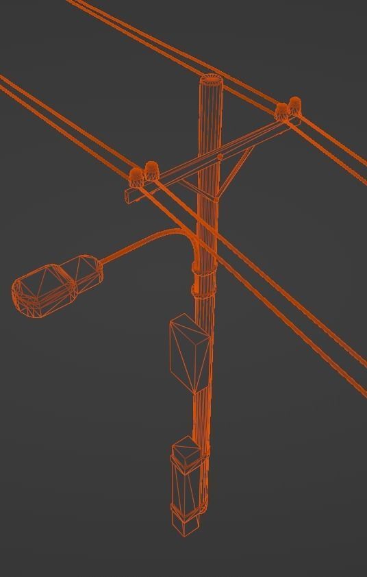 Old electric pole set PBR game ready Low-poly 3D model_10