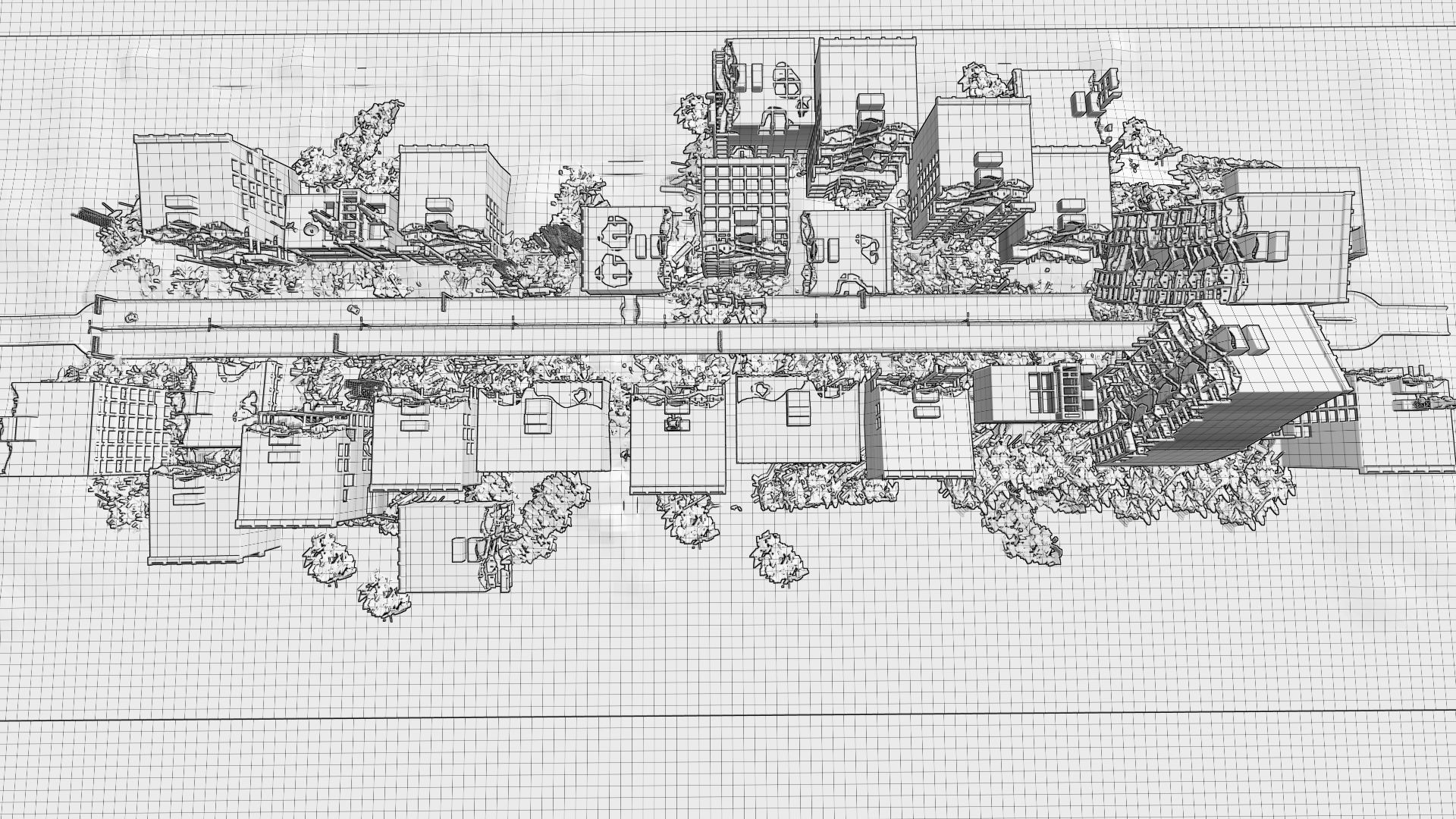 Ruined City Destroyed Cityscape 3D model_33