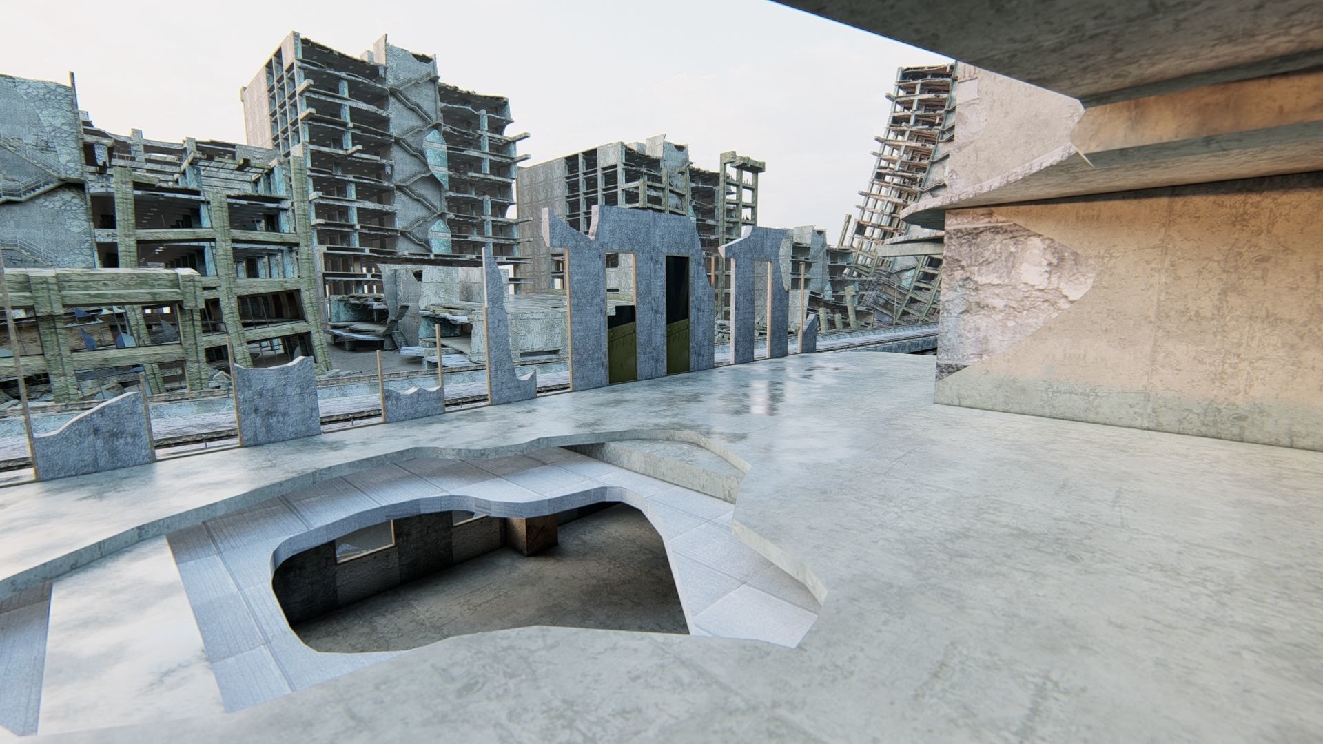 Ruined City Destroyed Cityscape 3D model_11