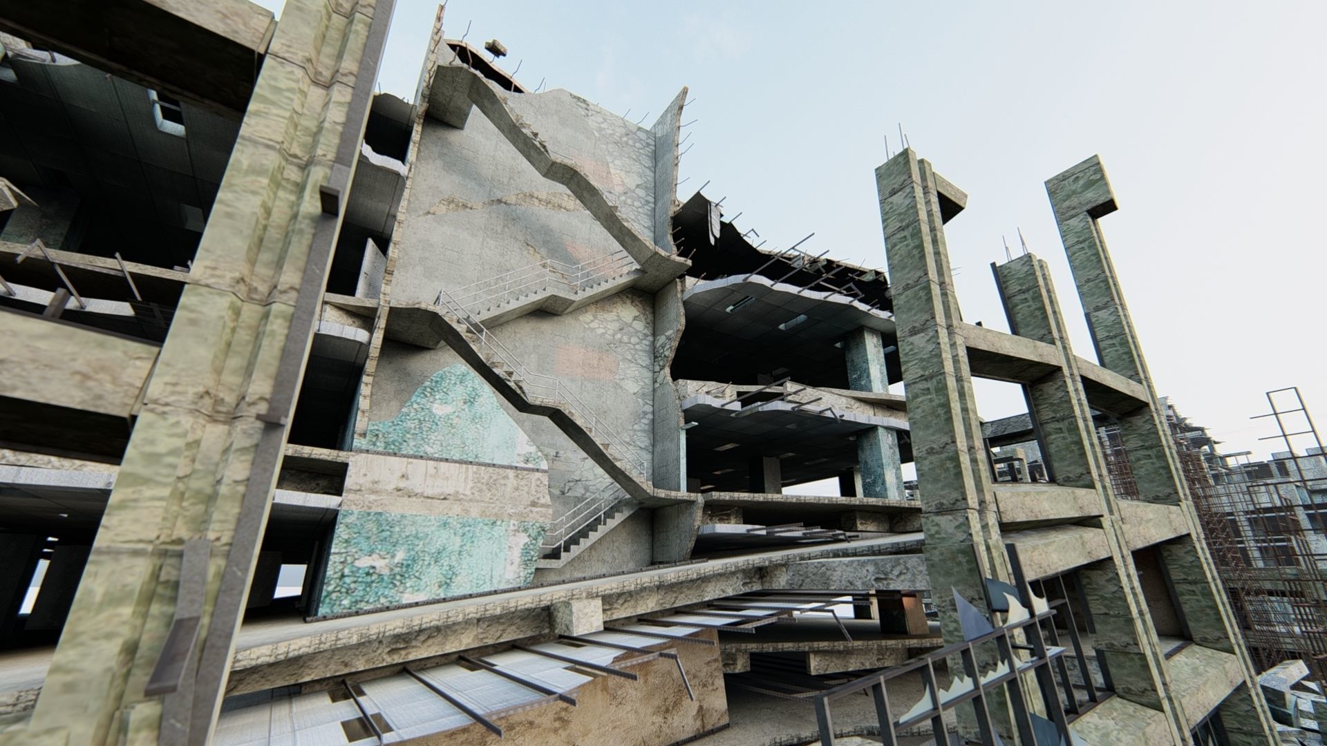 Ruined City Destroyed Cityscape 3D model_25