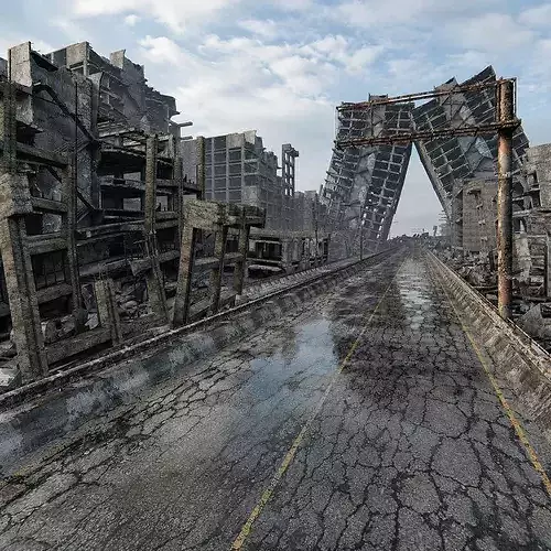 Ruined City Destroyed Cityscape 3D model