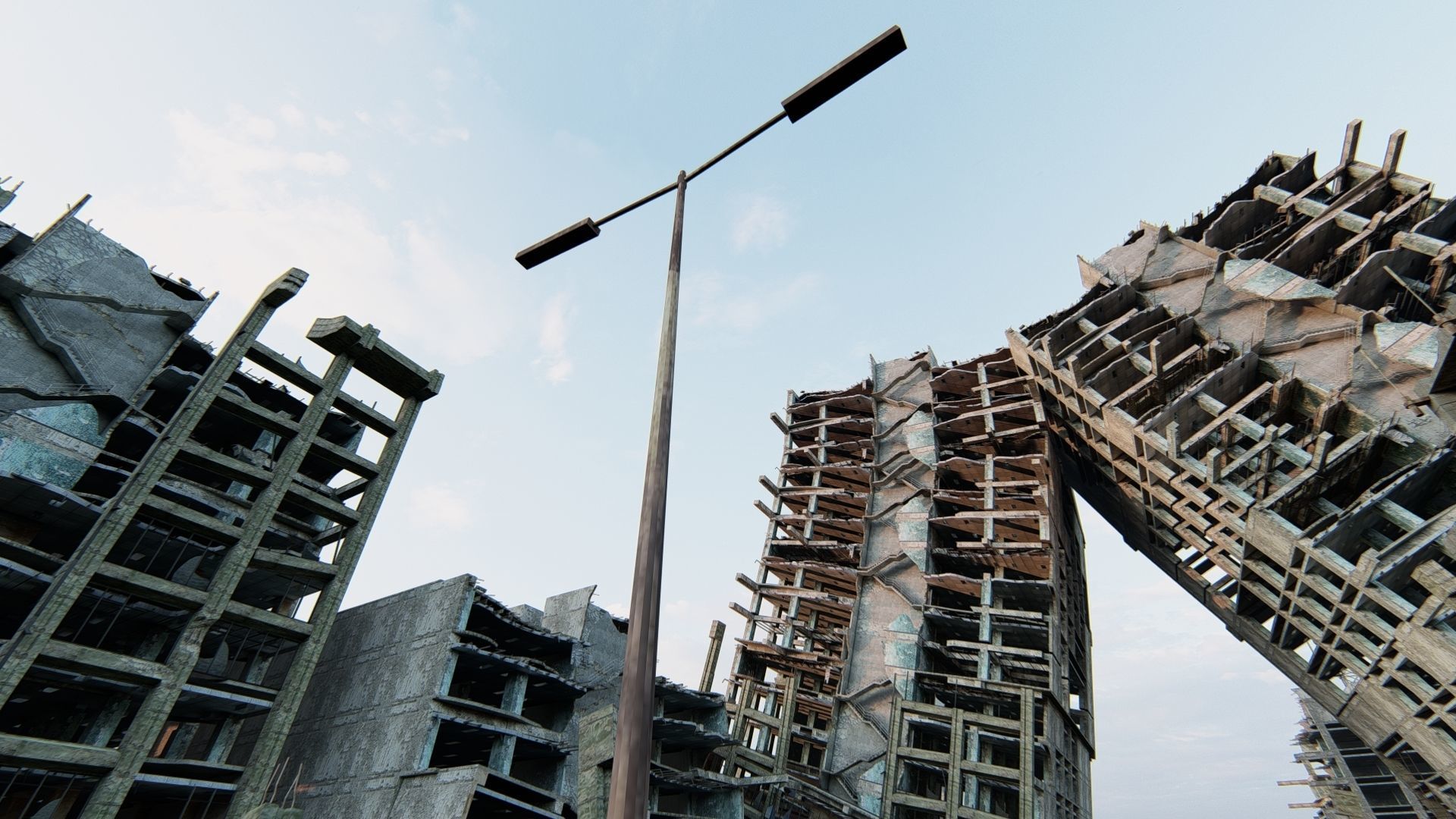 Ruined City Destroyed Cityscape 3D model_3