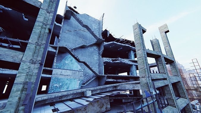 Ruined City Destroyed Cityscape 3D model 7