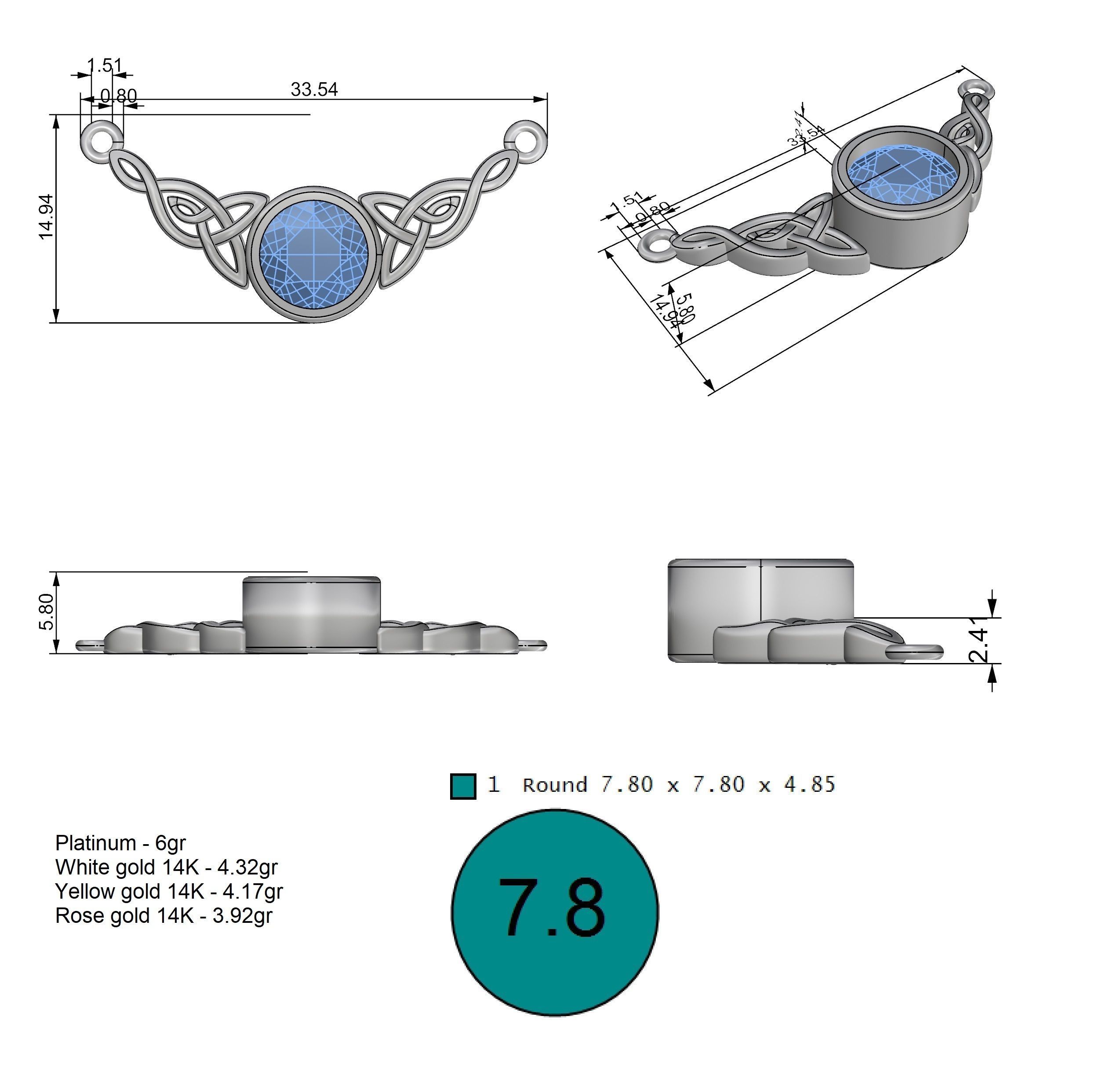 celtic pendant 3D print model_7