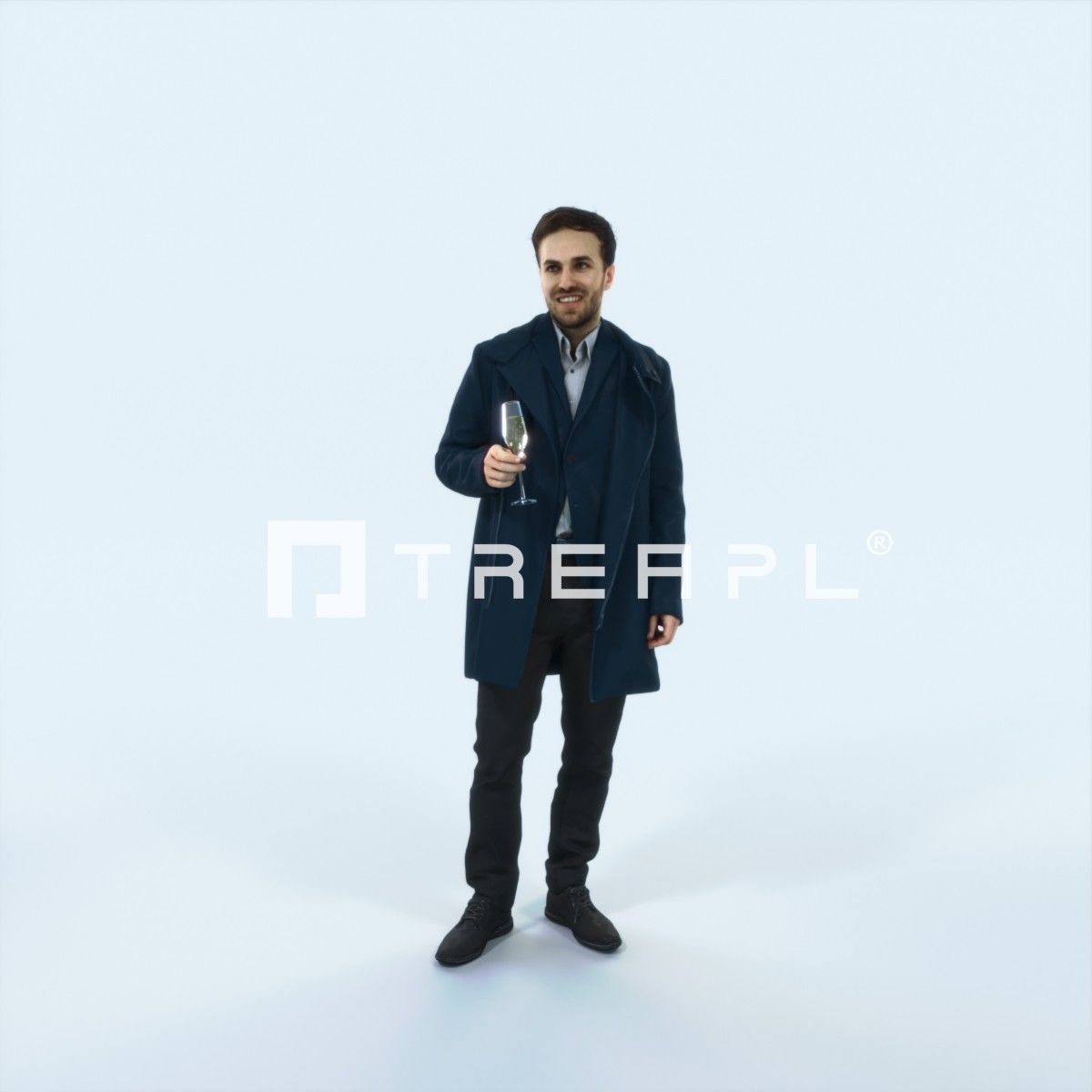 Flow 02C Champagne Glass Elegant Man Low-poly 3D model_1