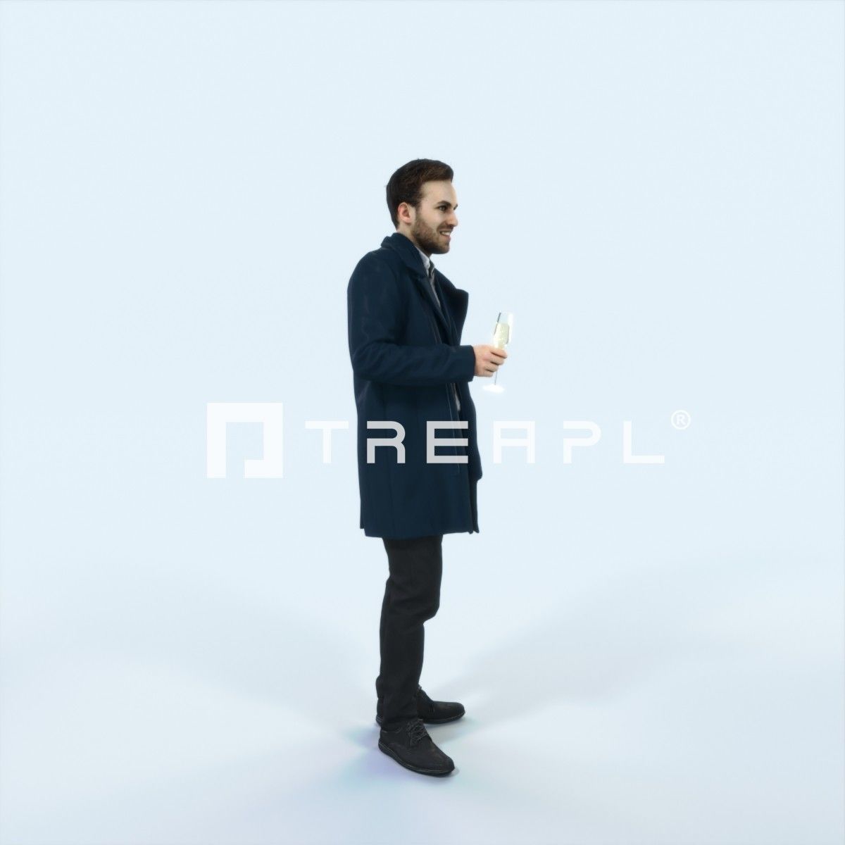 Flow 02C Champagne Glass Elegant Man Low-poly 3D model_2