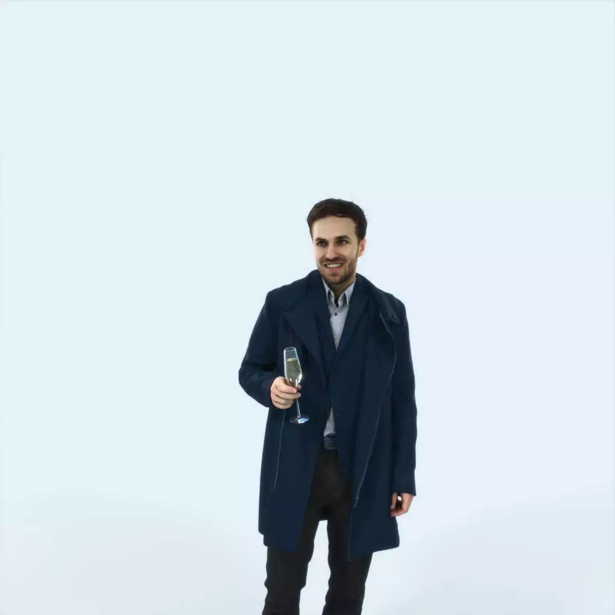 Flow 02C Champagne Glass Elegant Man Low-poly 3D model_0