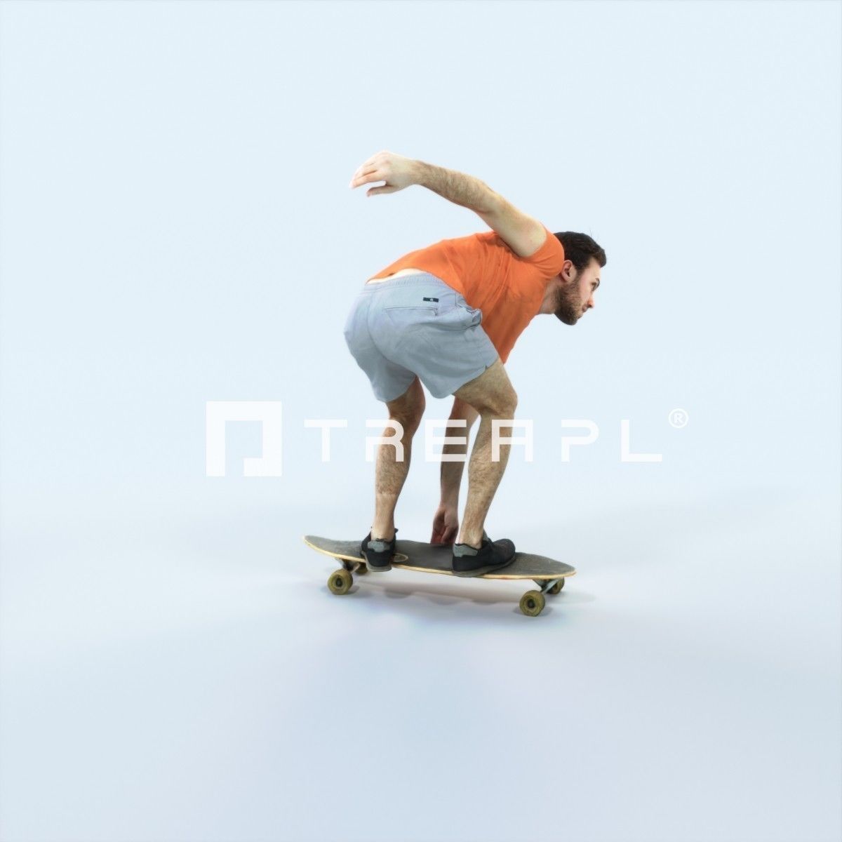 Flow 03I Riding a Skateboard Sports Man Low-poly 3D model_2