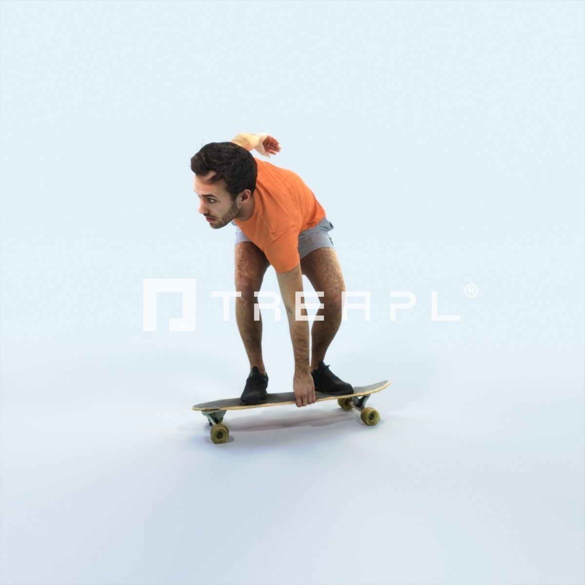 Flow 03I Riding a Skateboard Sports Man Low-poly 3D model_5