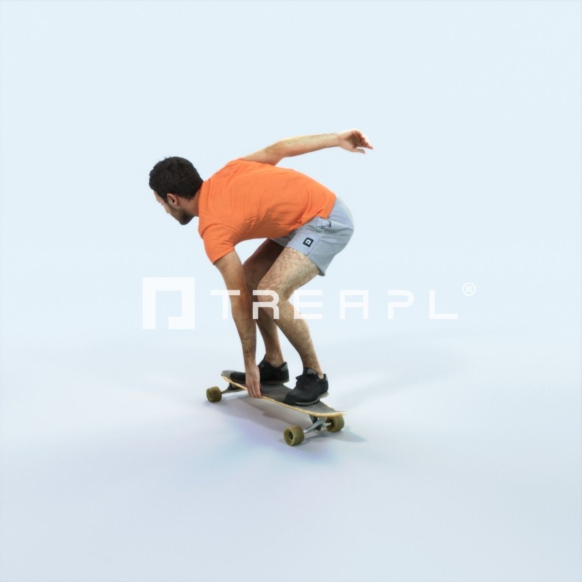 Flow 03I Riding a Skateboard Sports Man Low-poly 3D model_4