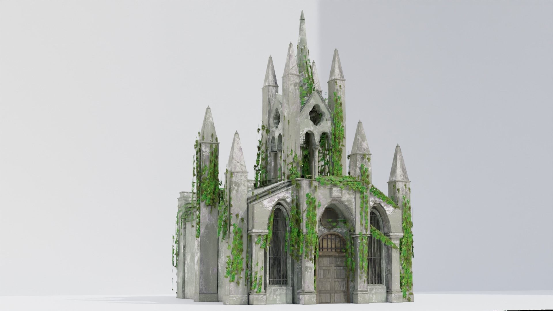 Cathedral church Abandoned old - realistic low poly Low-poly 3D model_14