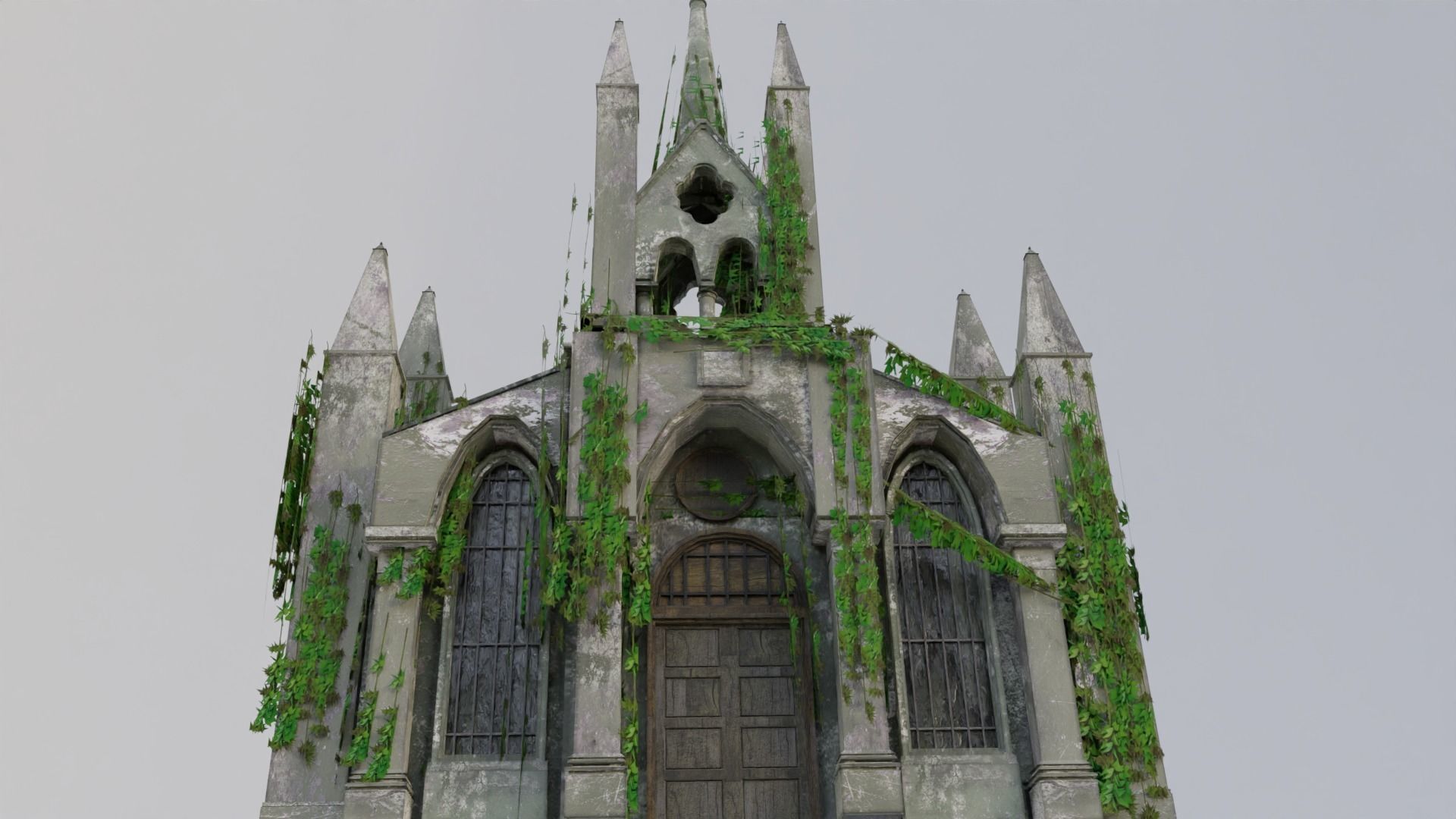 Cathedral church Abandoned old - realistic low poly Low-poly 3D model_10