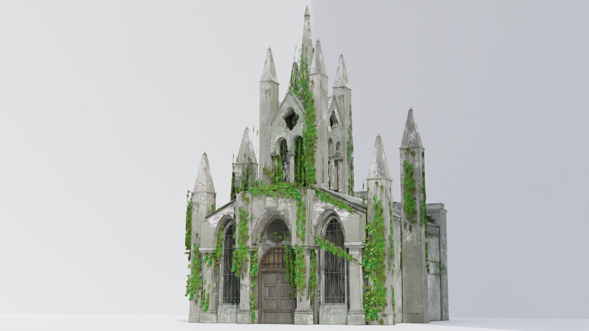 Cathedral church Abandoned old - realistic low poly Low-poly 3D model_6