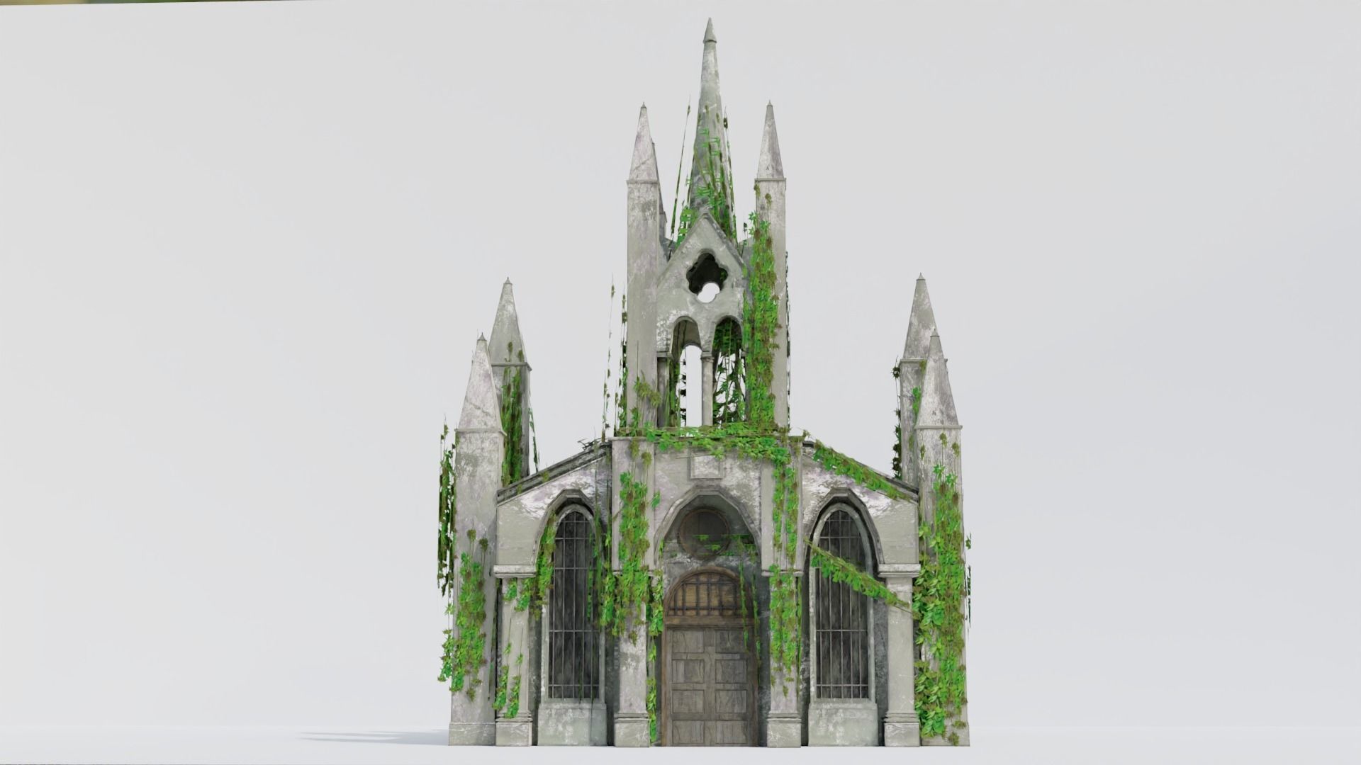 Cathedral church Abandoned old - realistic low poly Low-poly 3D model_15