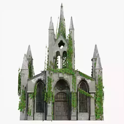 Cathedral church Abandoned old - realistic low poly