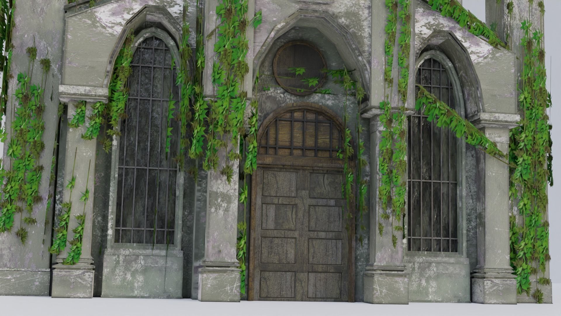 Cathedral church Abandoned old - realistic low poly Low-poly 3D model_5