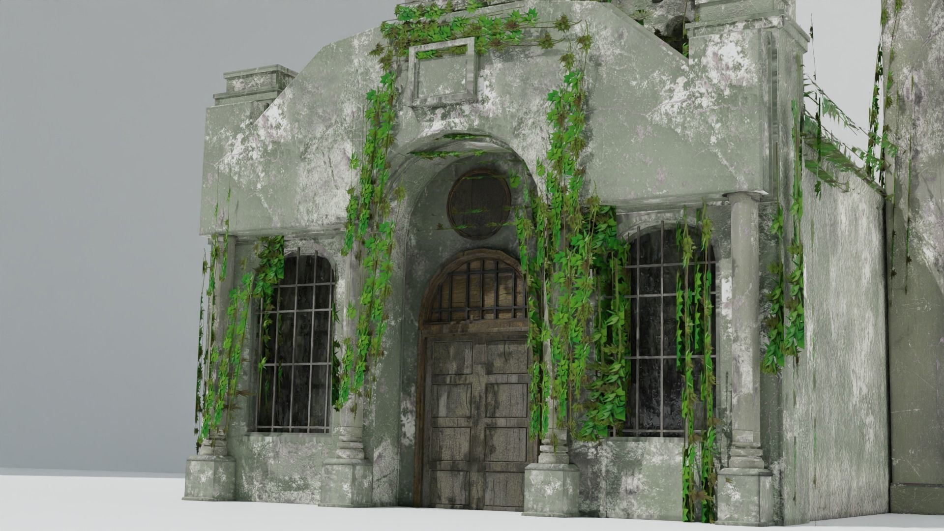 Cathedral church Abandoned old - realistic low poly Low-poly 3D model_9