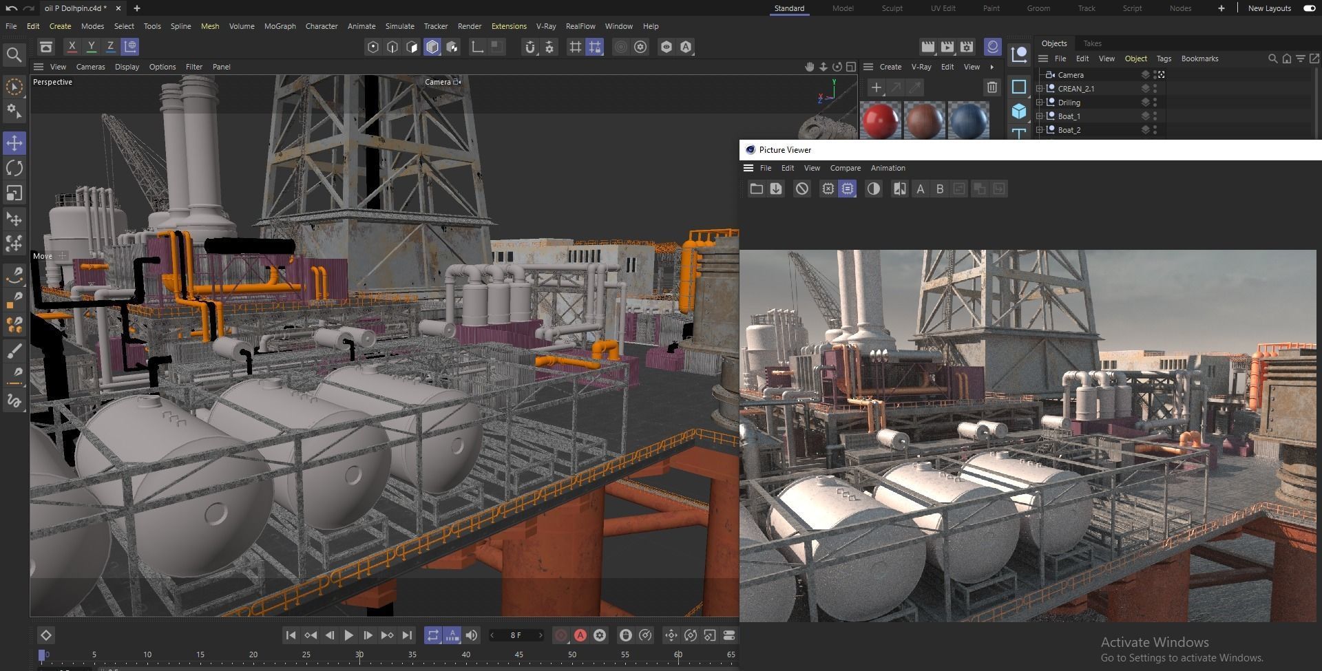 Dolphin Oil Rig 3D model_15