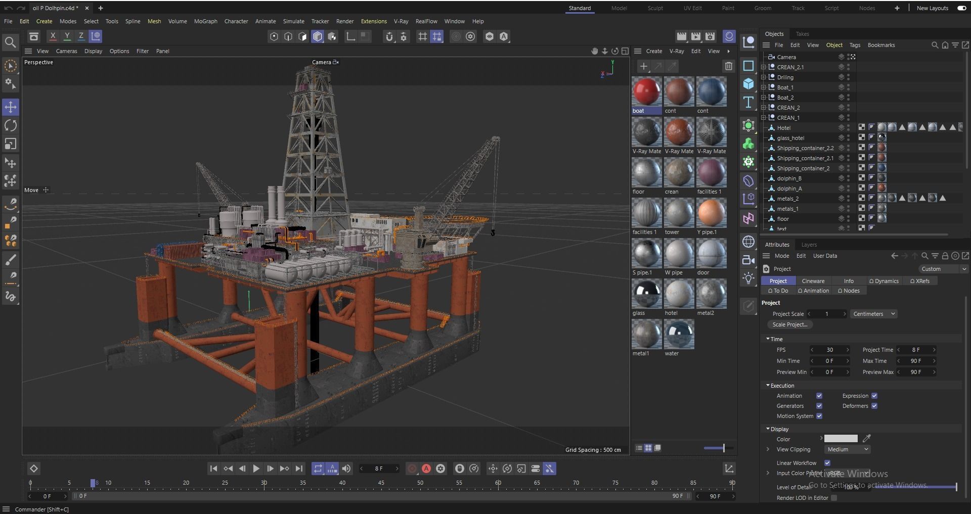 Dolphin Oil Rig 3D model_13