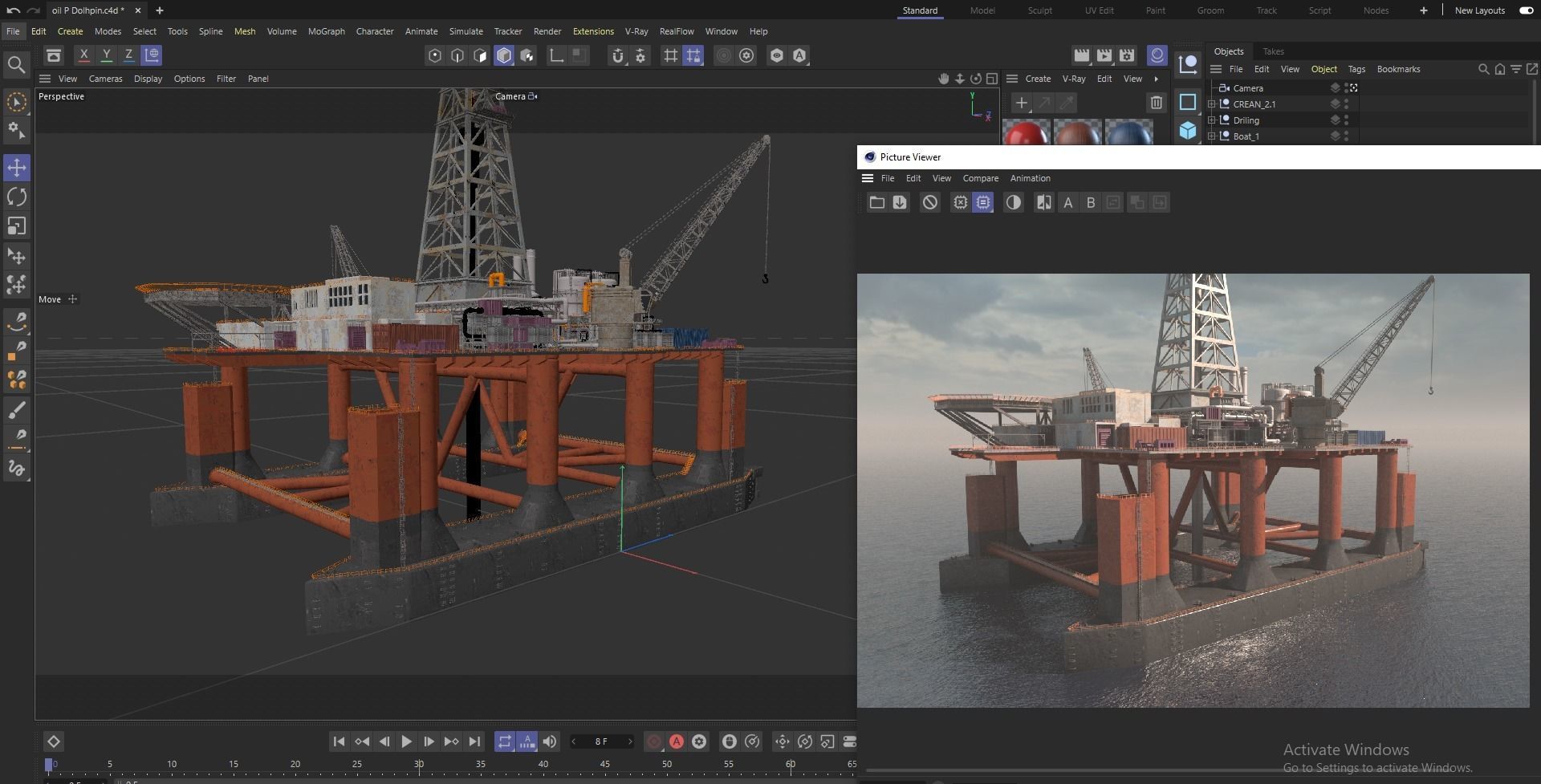 Dolphin Oil Rig 3D model_14