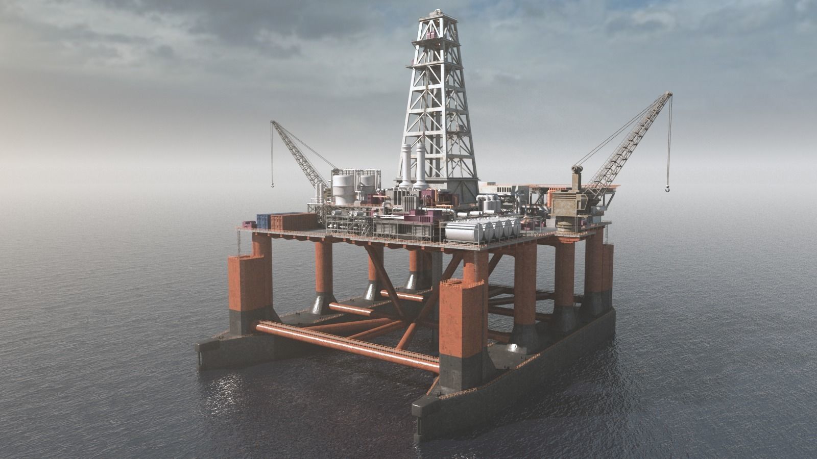 Dolphin Oil Rig 3D model_7