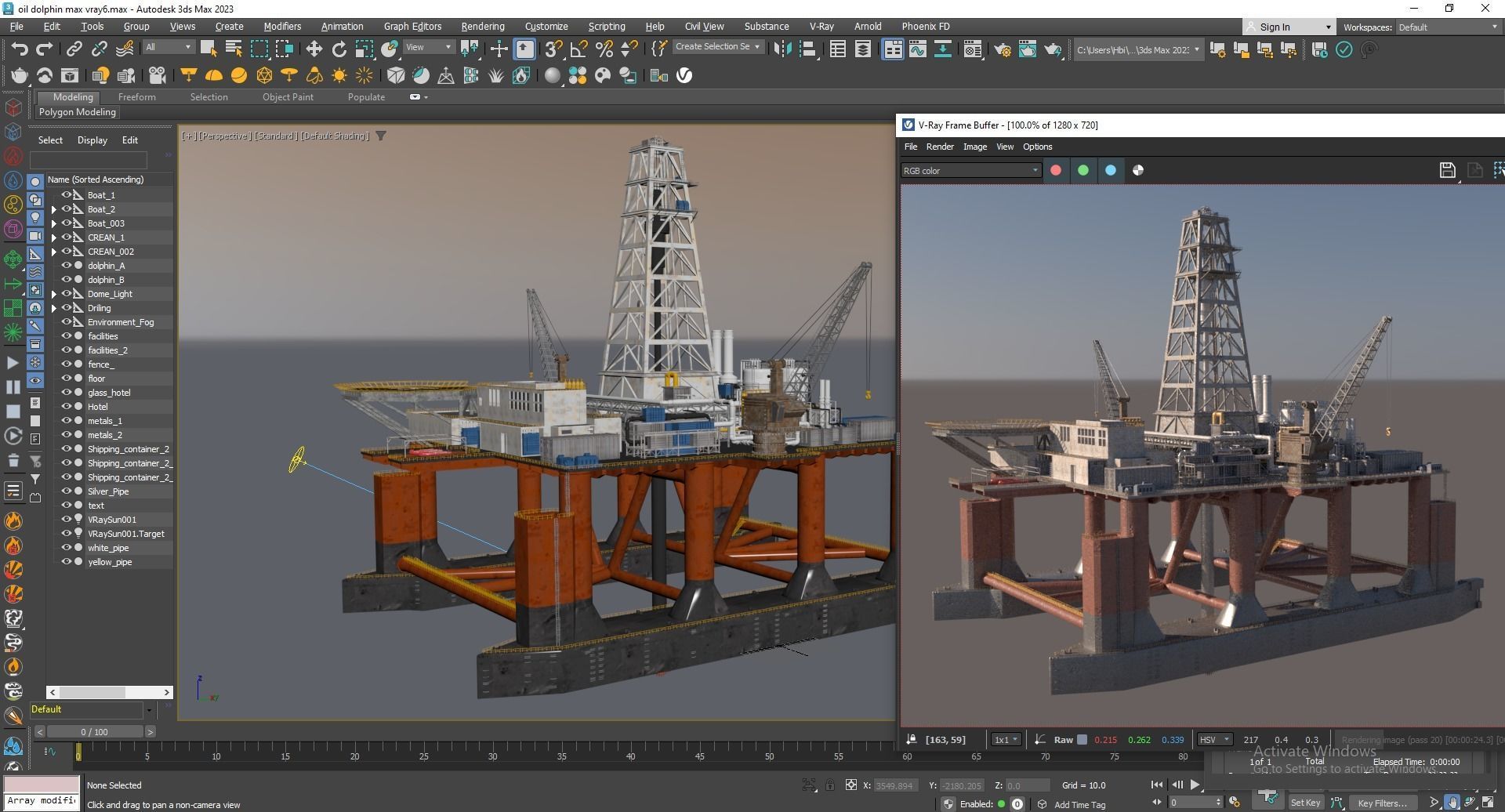Dolphin Oil Rig 3D model_10