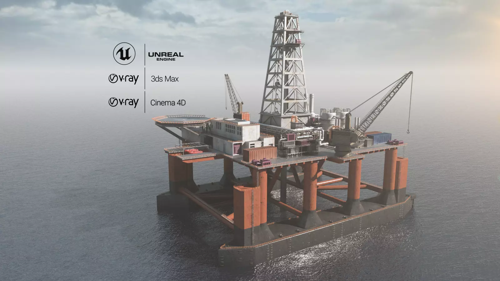 Dolphin Oil Rig 3D model_0
