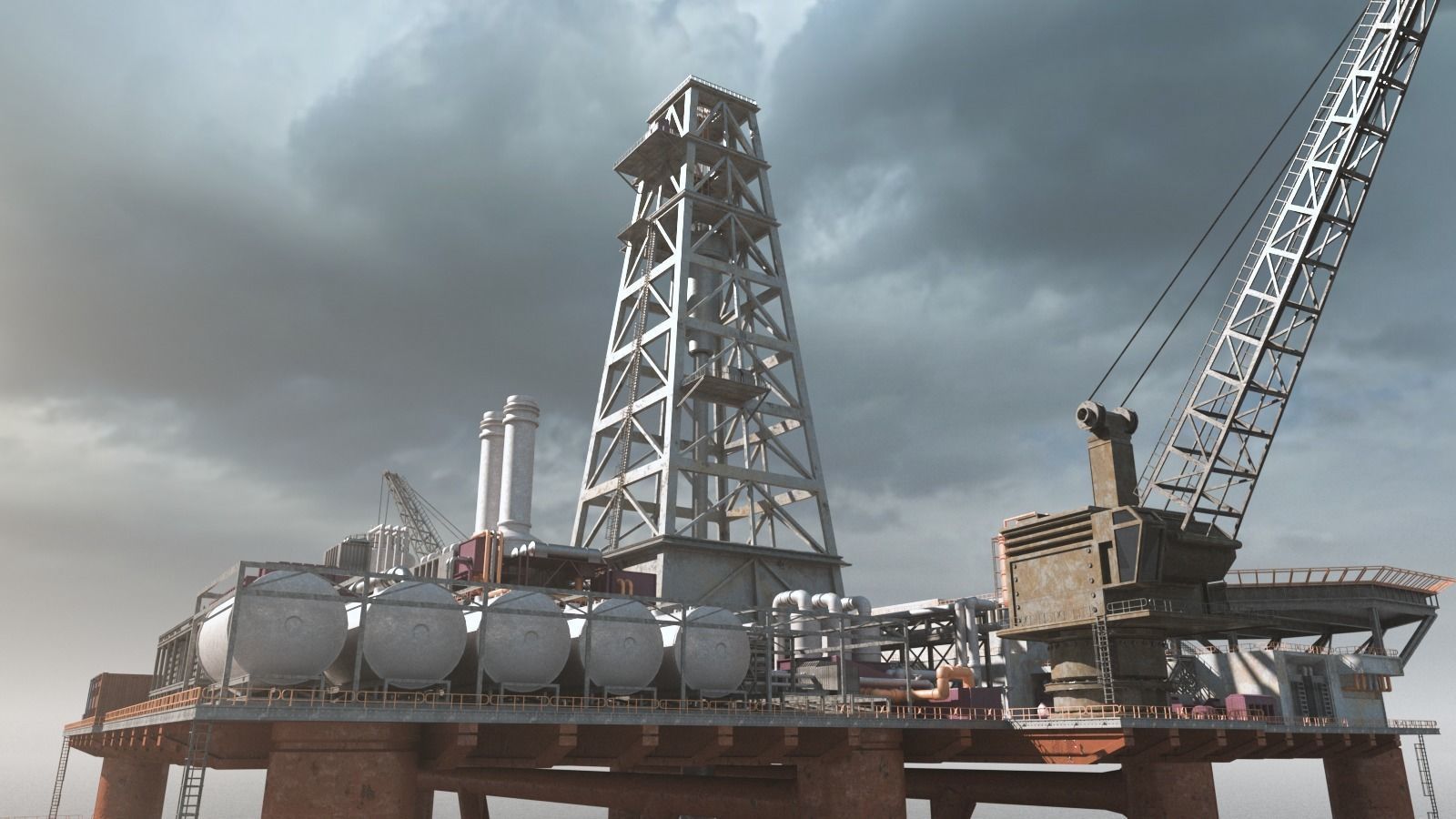 Dolphin Oil Rig 3D model_5