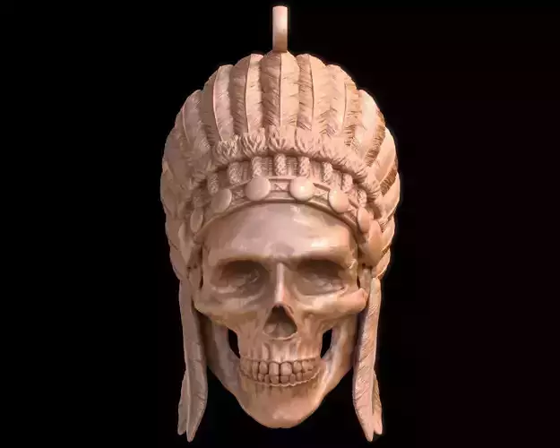 Native American Chief Skull Pendant 3D print model