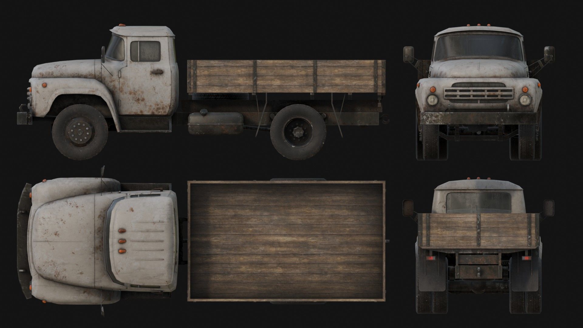 Rusty Old Soviet Truck Low-poly 3D model_5