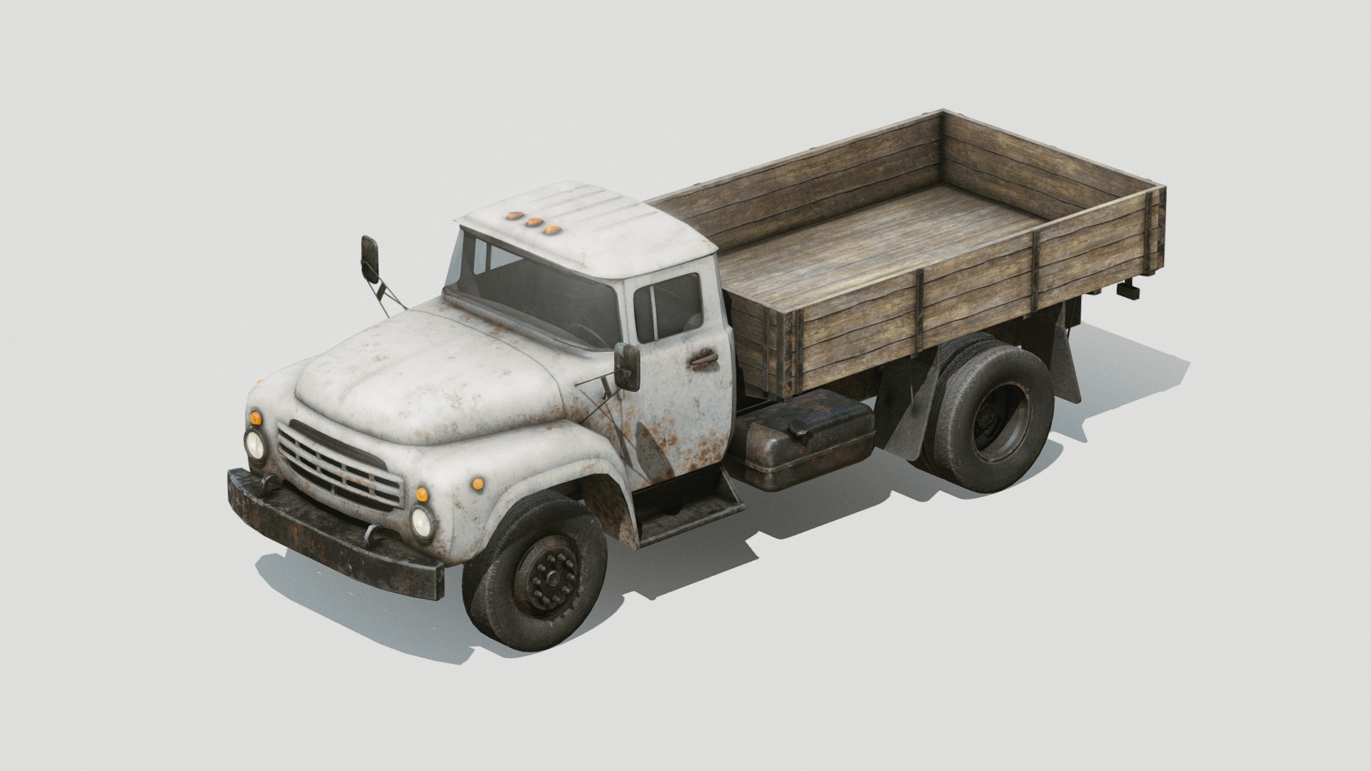 Rusty Old Soviet Truck Low-poly 3D model_1