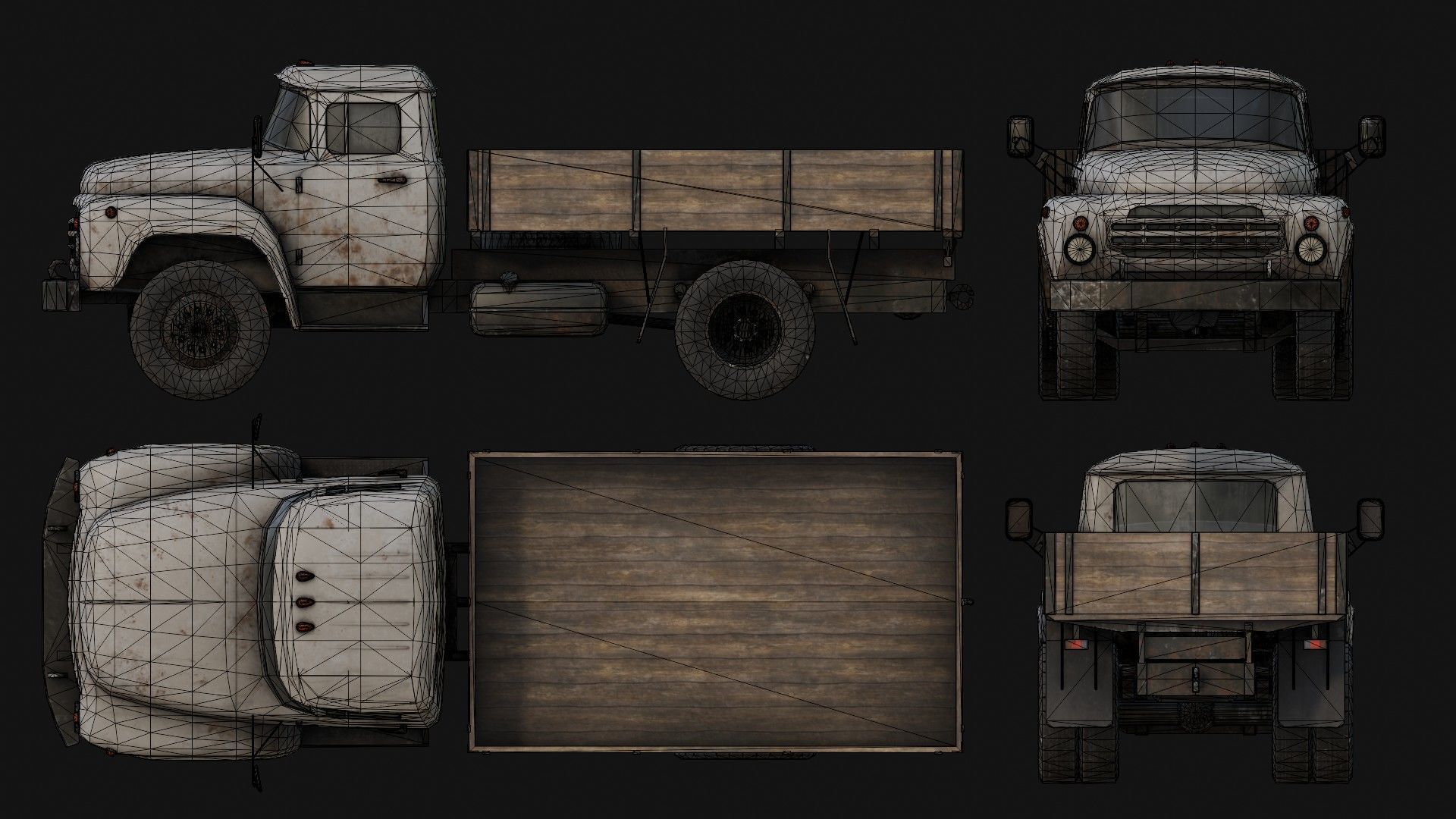 Rusty Old Soviet Truck Low-poly 3D model_6