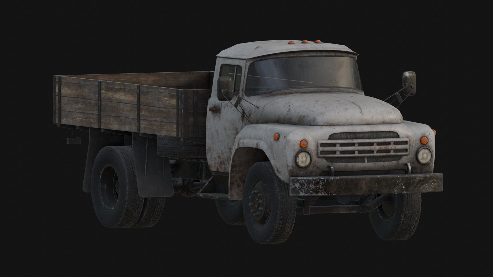 Rusty Old Soviet Truck Low-poly 3D model_4