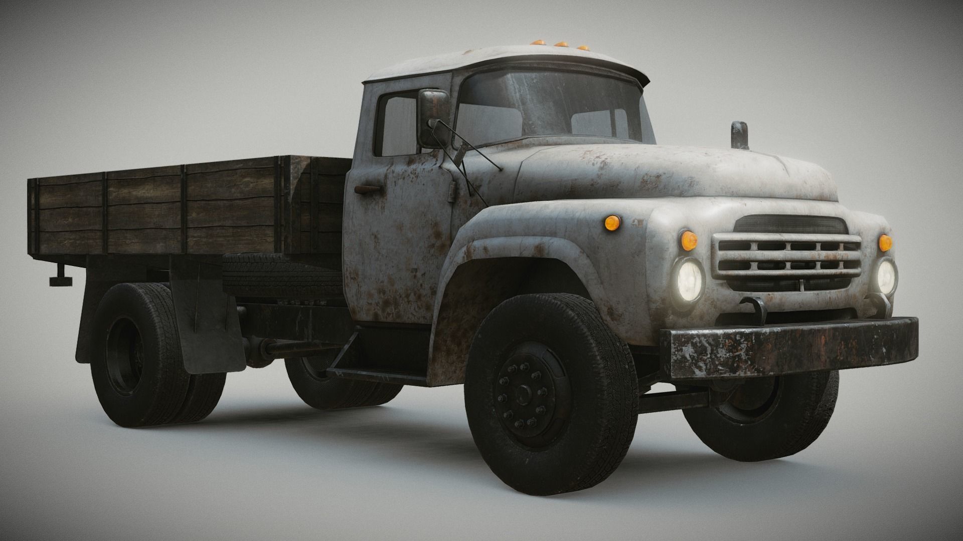 Rusty Old Soviet Truck Low-poly 3D model_18