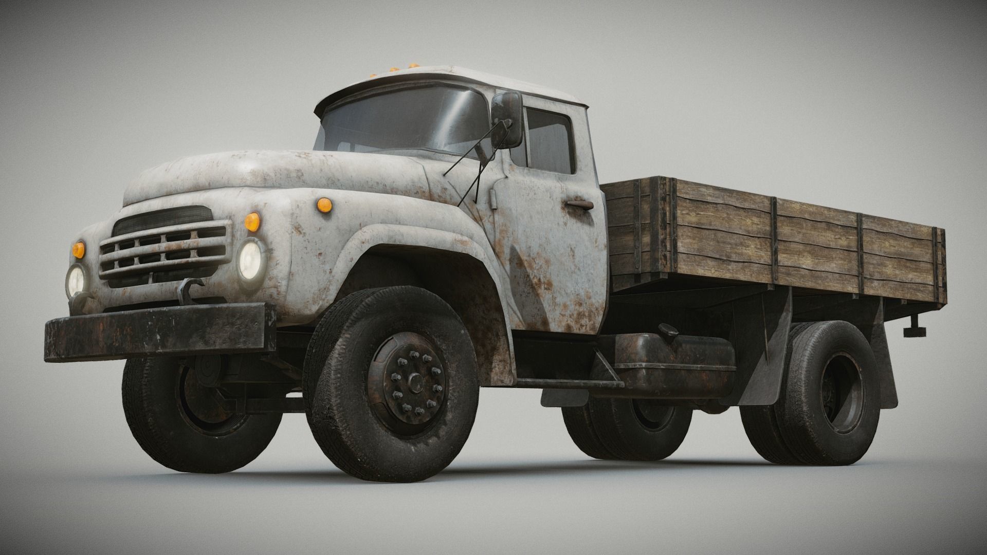 Rusty Old Soviet Truck Low-poly 3D model_21