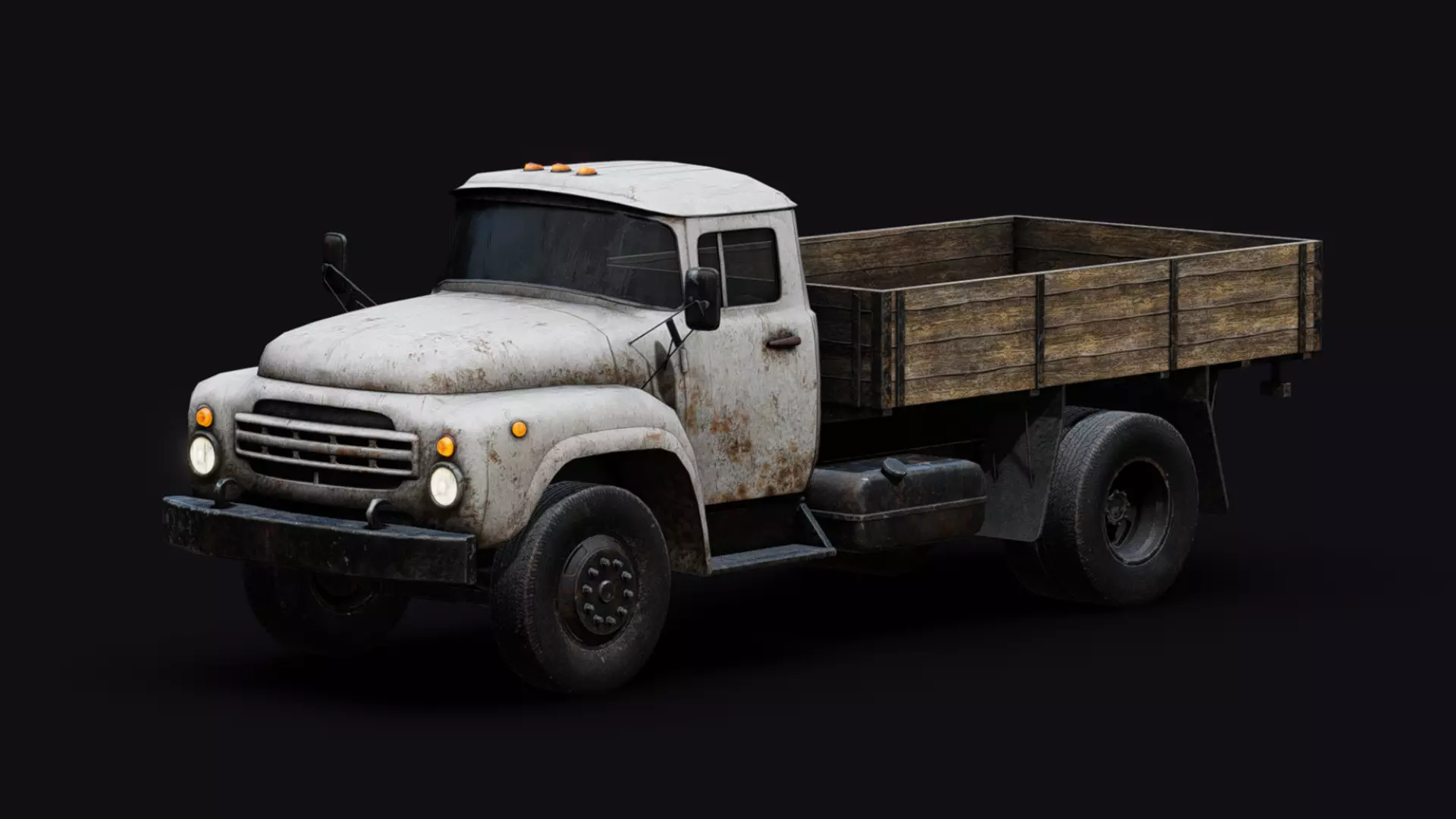 Rusty Old Soviet Truck Low-poly 3D model_0