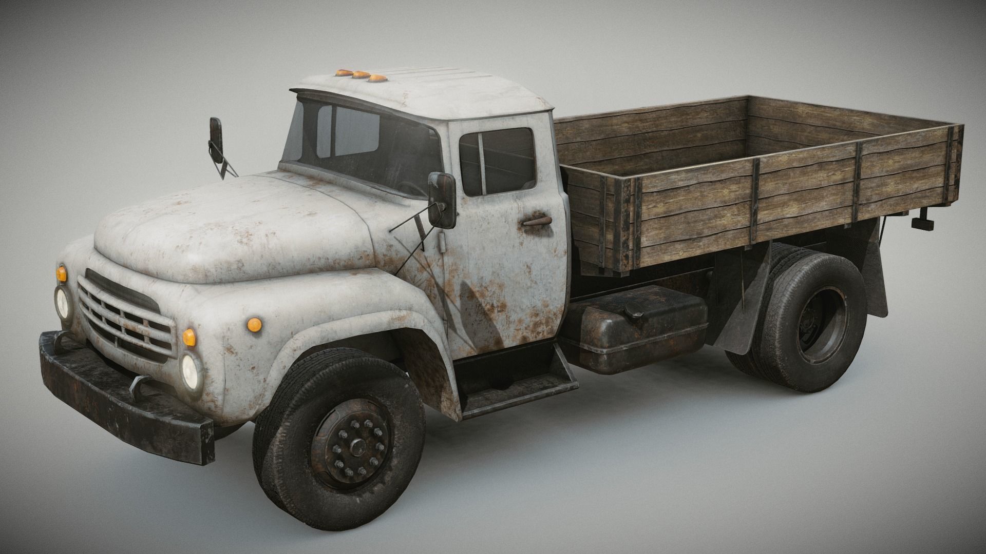 Rusty Old Soviet Truck Low-poly 3D model_17