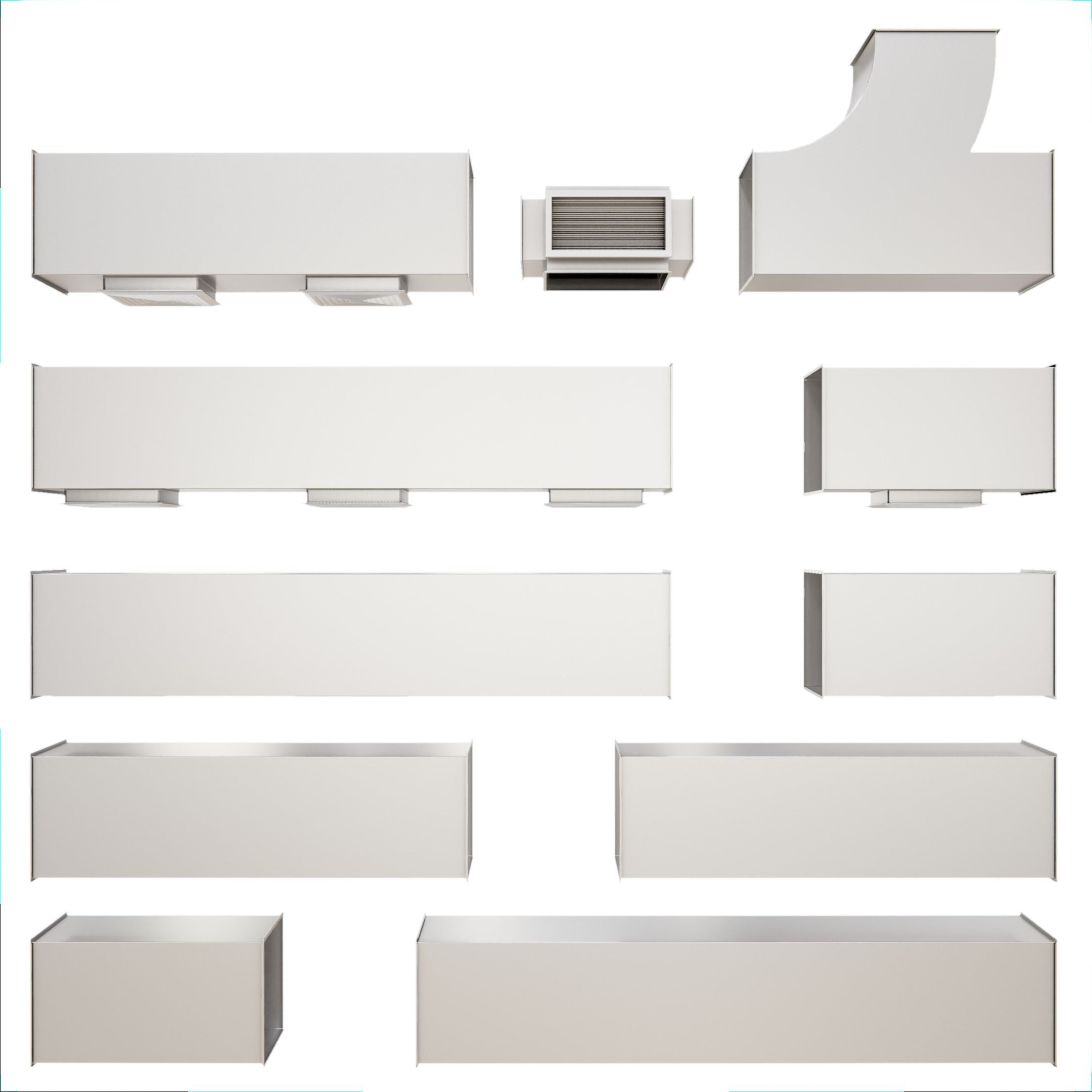 Square HVAC Ducting Pack Low-poly 3D model_14