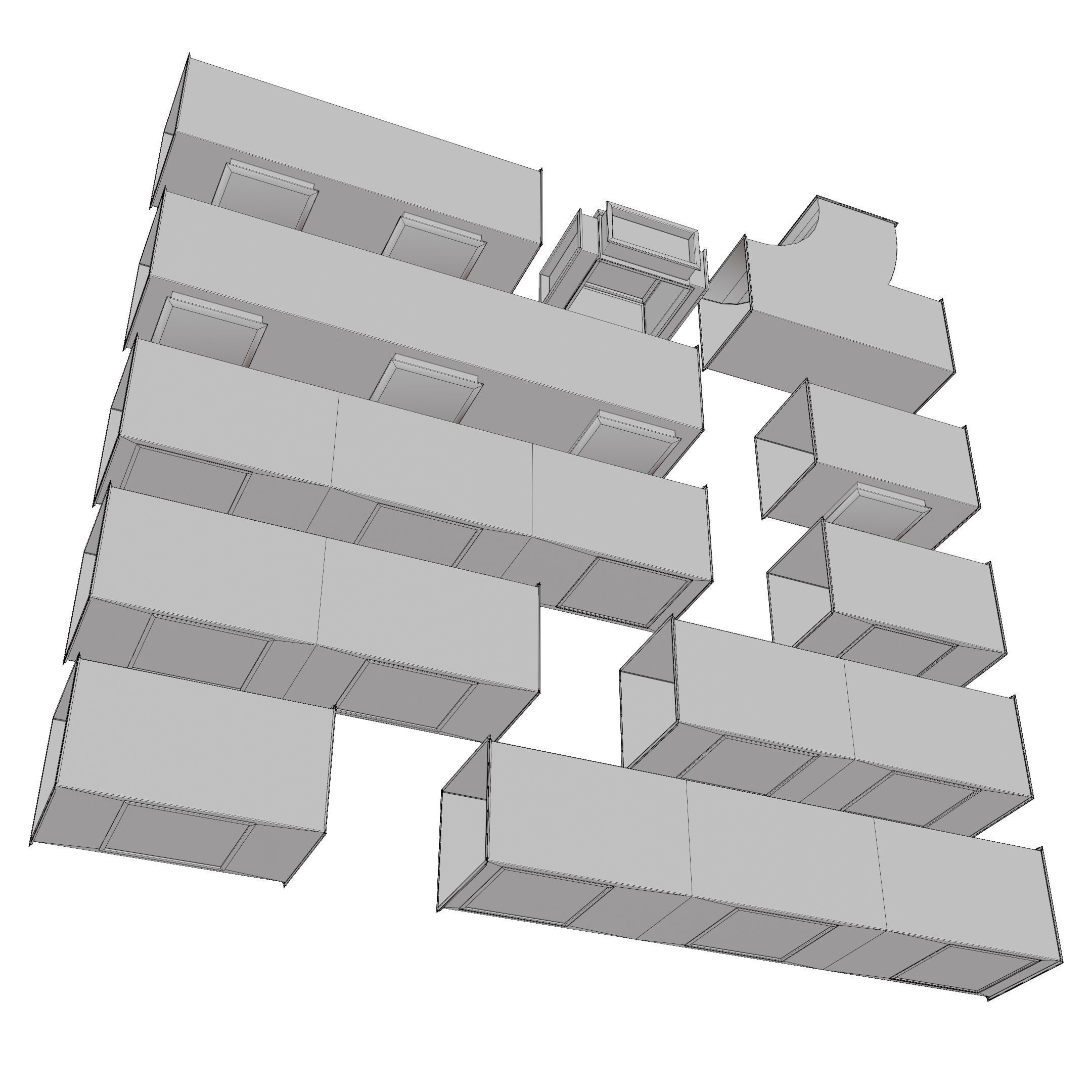 Square HVAC Ducting Pack Low-poly 3D model_17