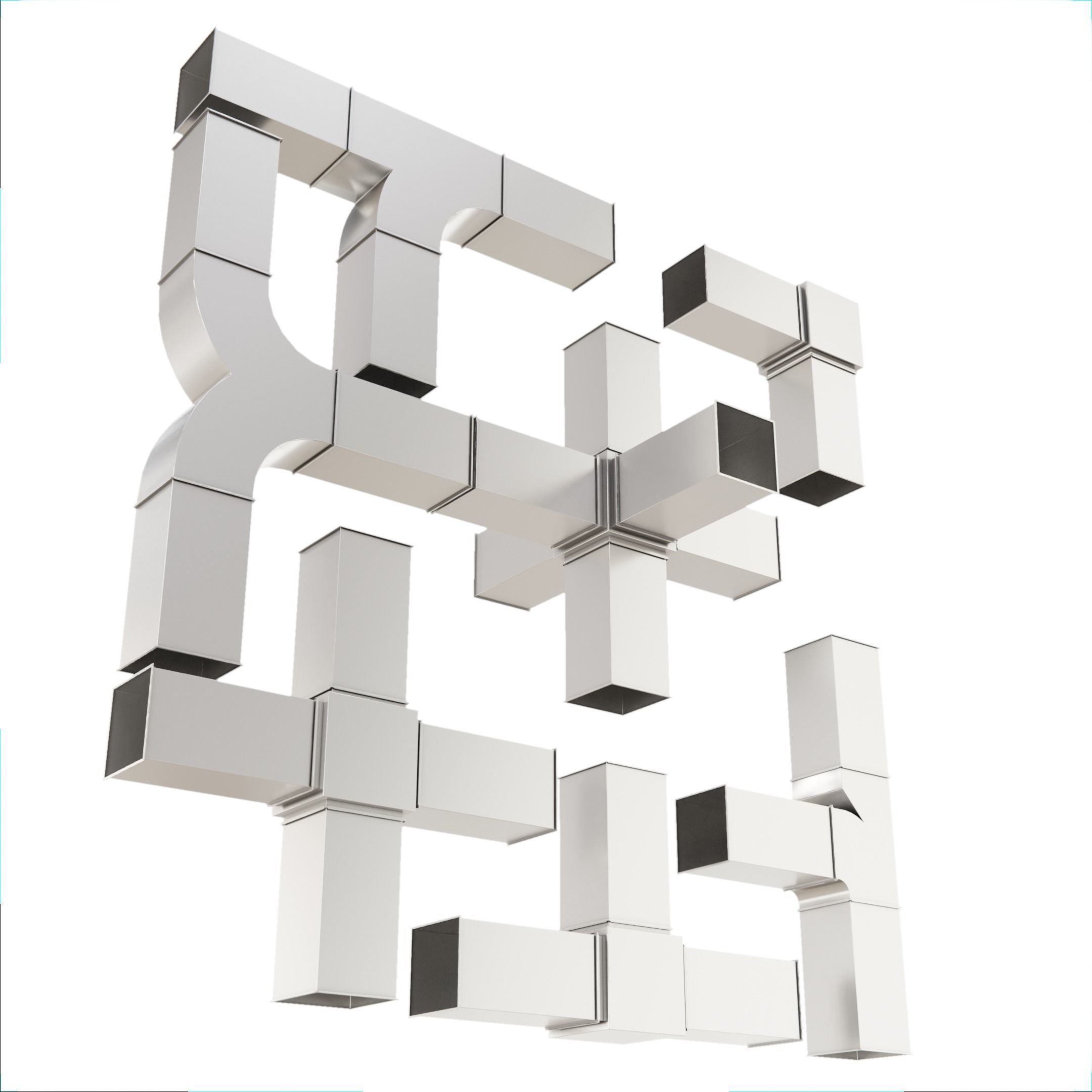 Square HVAC Ducting Pack Low-poly 3D model_24