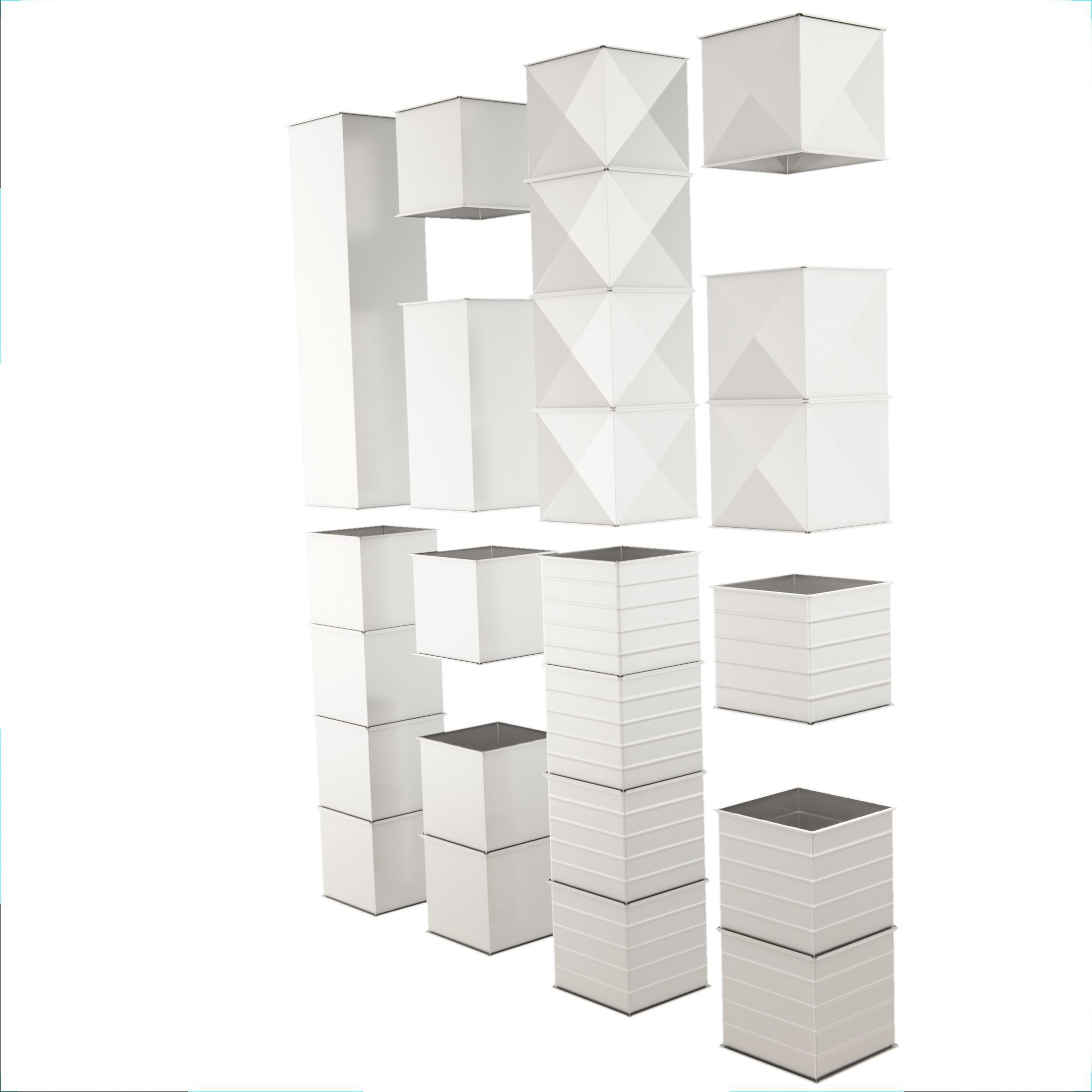 Square HVAC Ducting Pack Low-poly 3D model_6