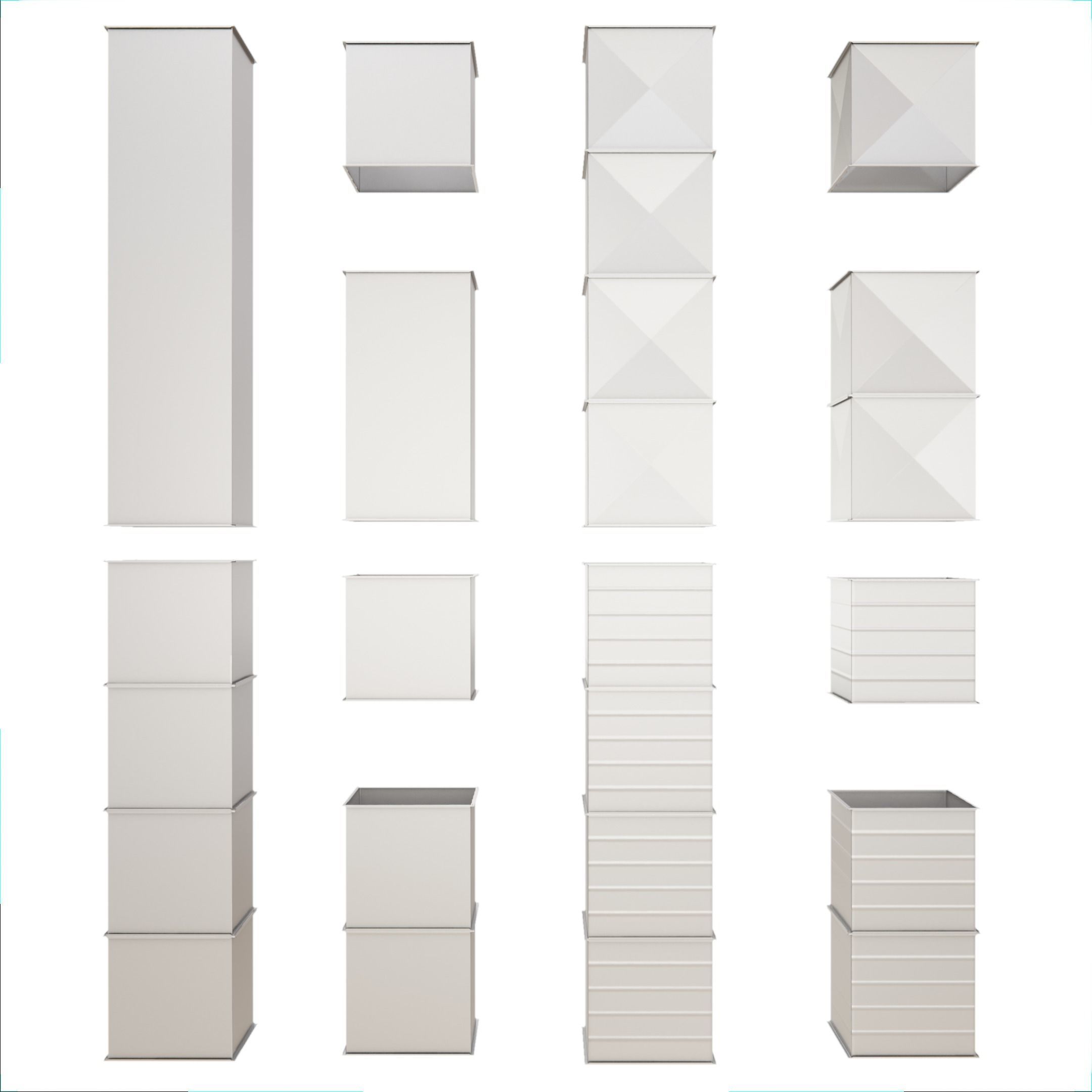 Square HVAC Ducting Pack Low-poly 3D model_2