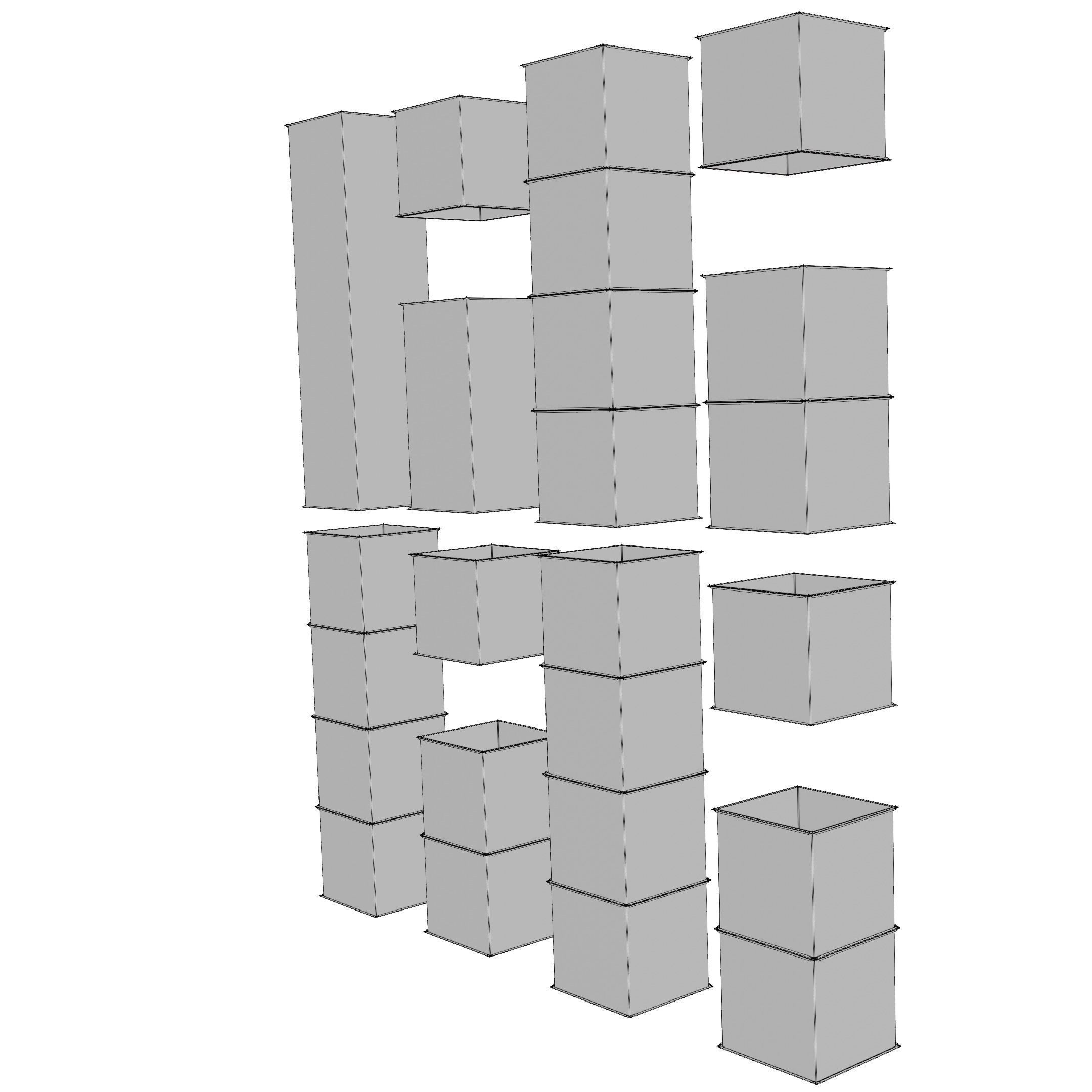 Square HVAC Ducting Pack Low-poly 3D model_7