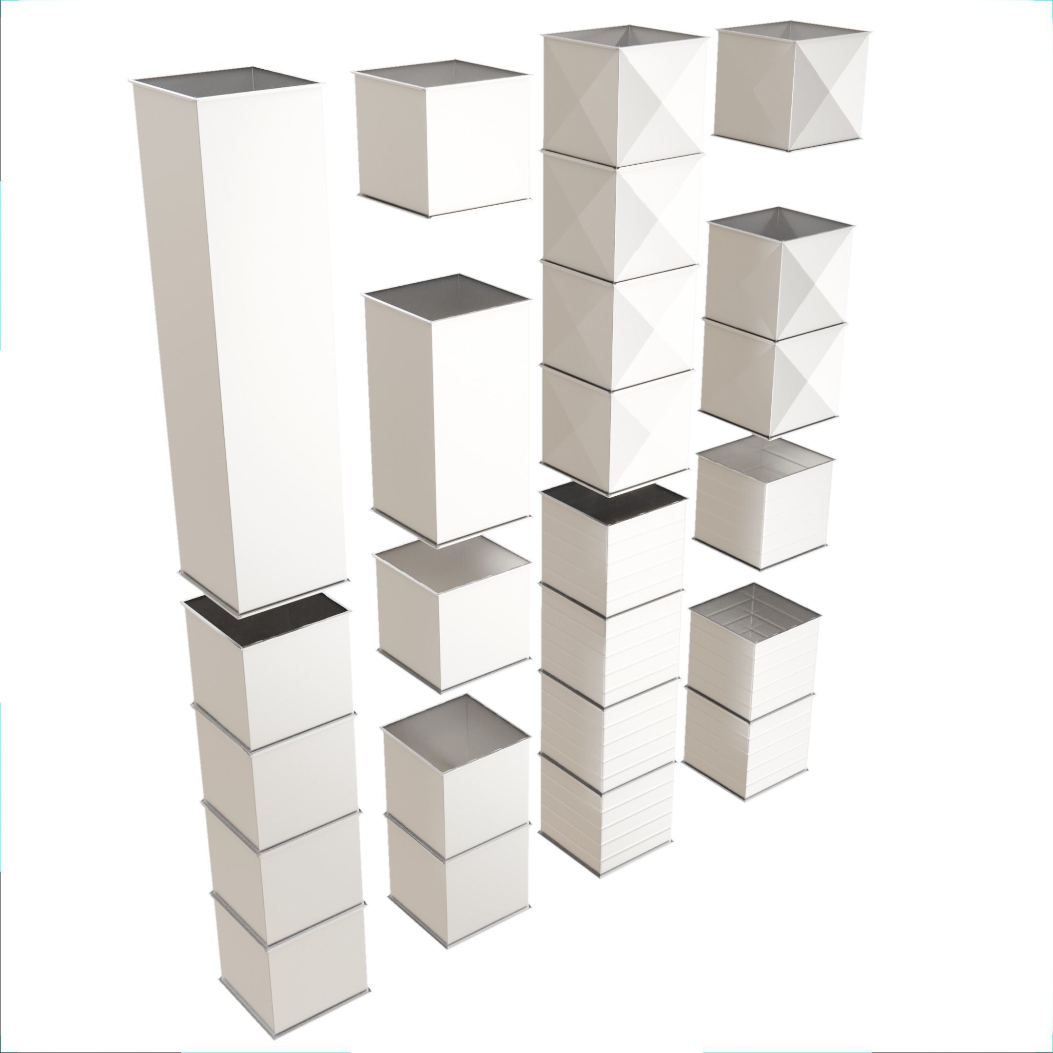 Square HVAC Ducting Pack Low-poly 3D model_4