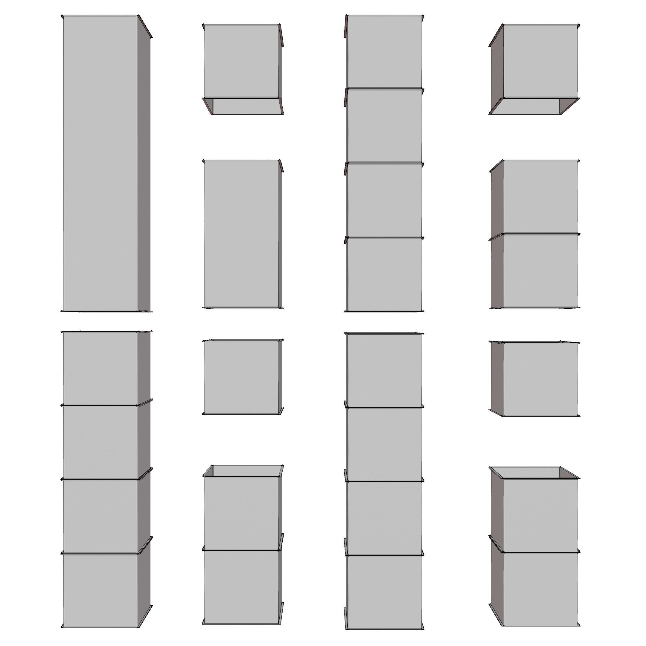 Square HVAC Ducting Pack Low-poly 3D model_3
