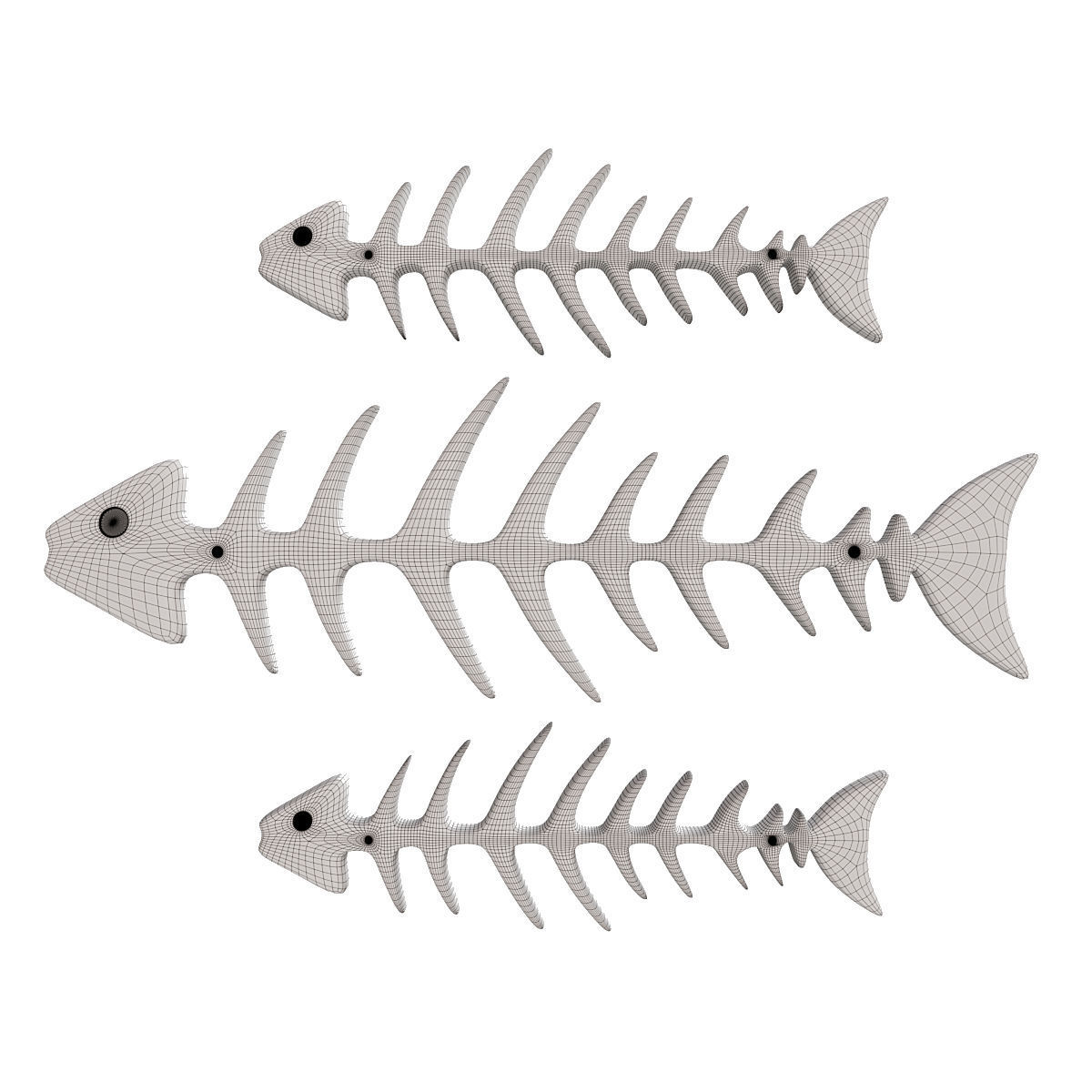 Fish Sceleton Low-poly 3D model_5