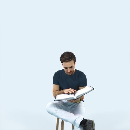 Flow 13K Reading a Book Sitting Casual Man Student Low-poly 3D model