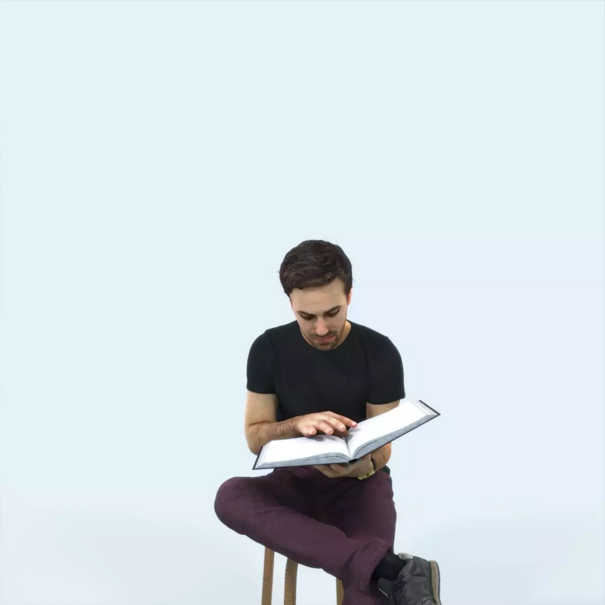 Flow 13J Reading a Book Sitting Casual Man Student Low-poly 3D model_0