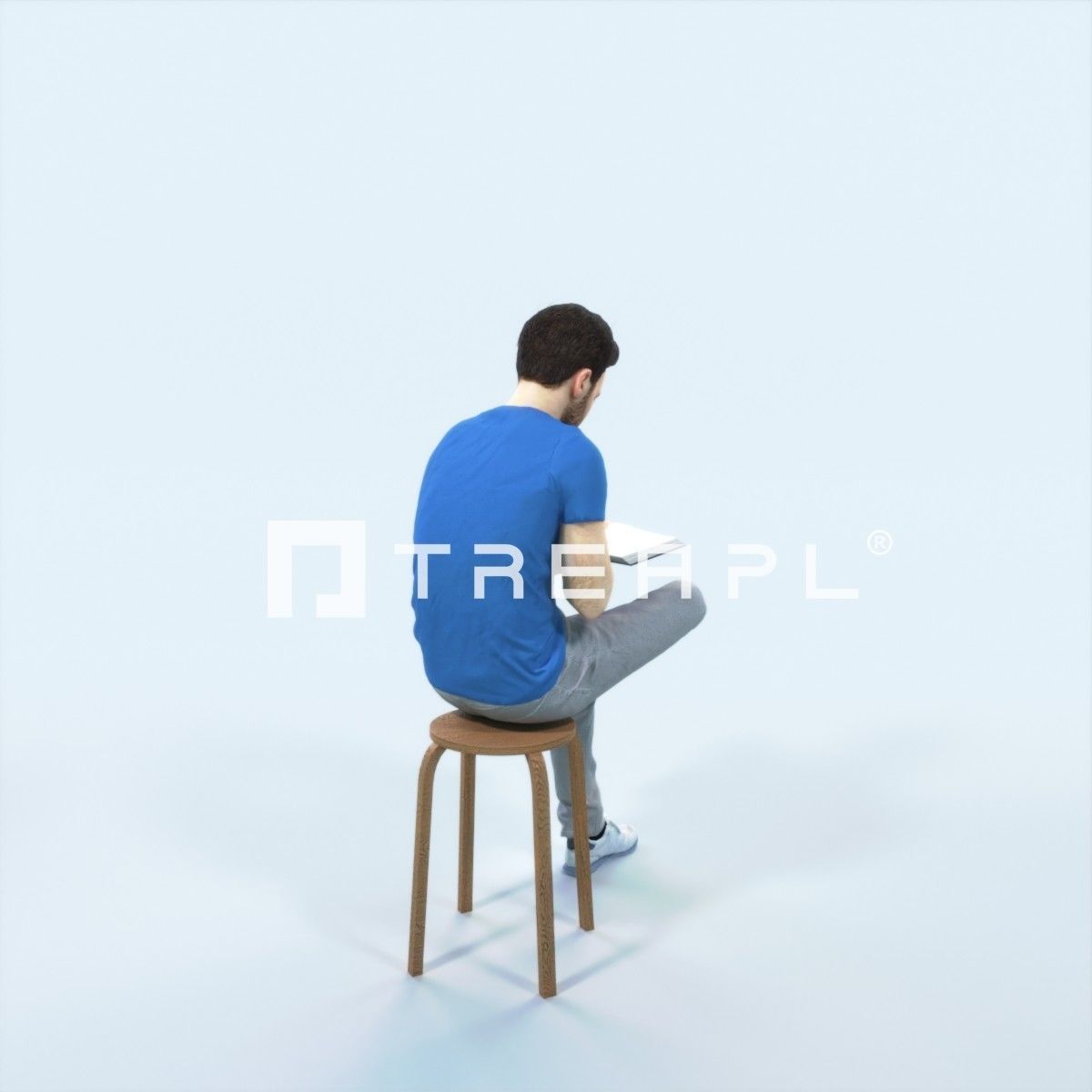 Flow 13G Reading a Book Sitting Casual Man Student Low-poly 3D model_3